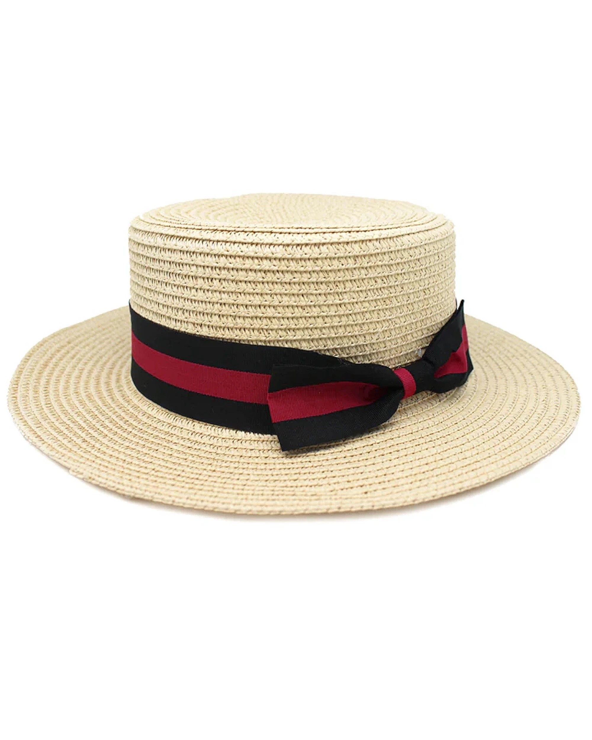 1 JD Party 1920s Gatsby Hat With Red and Black Ribbon - Natural, 1 of 1