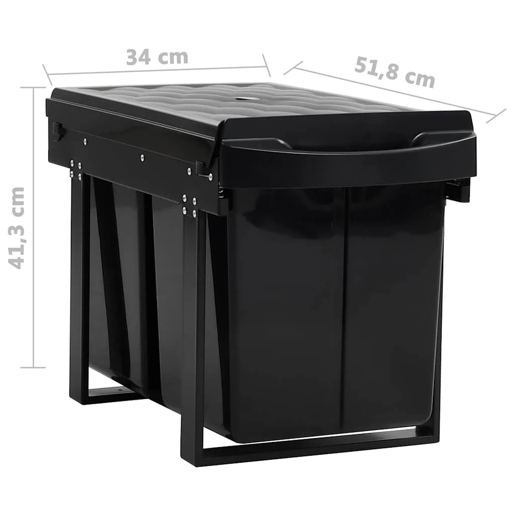 7 Vidaxl Kitchen Cupboard Pull-out Dustbin Soft-close 48 L - Black, 7 of 7