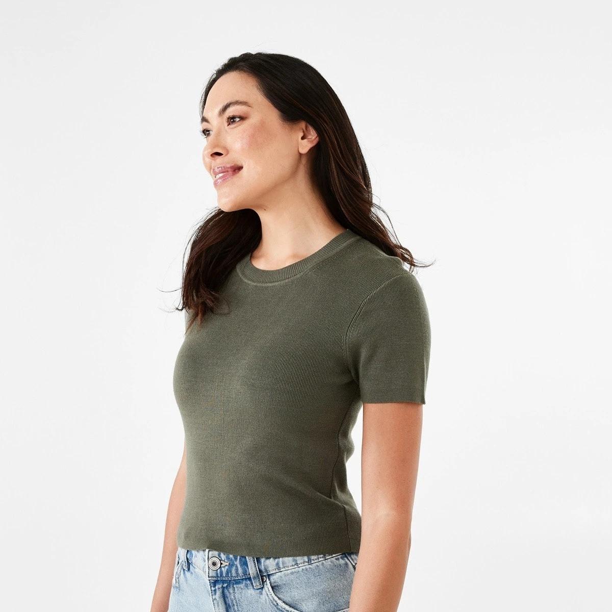 2 Short Sleeve True Knit Fitted T-shirt OLIVE LEAF, 2 of 5