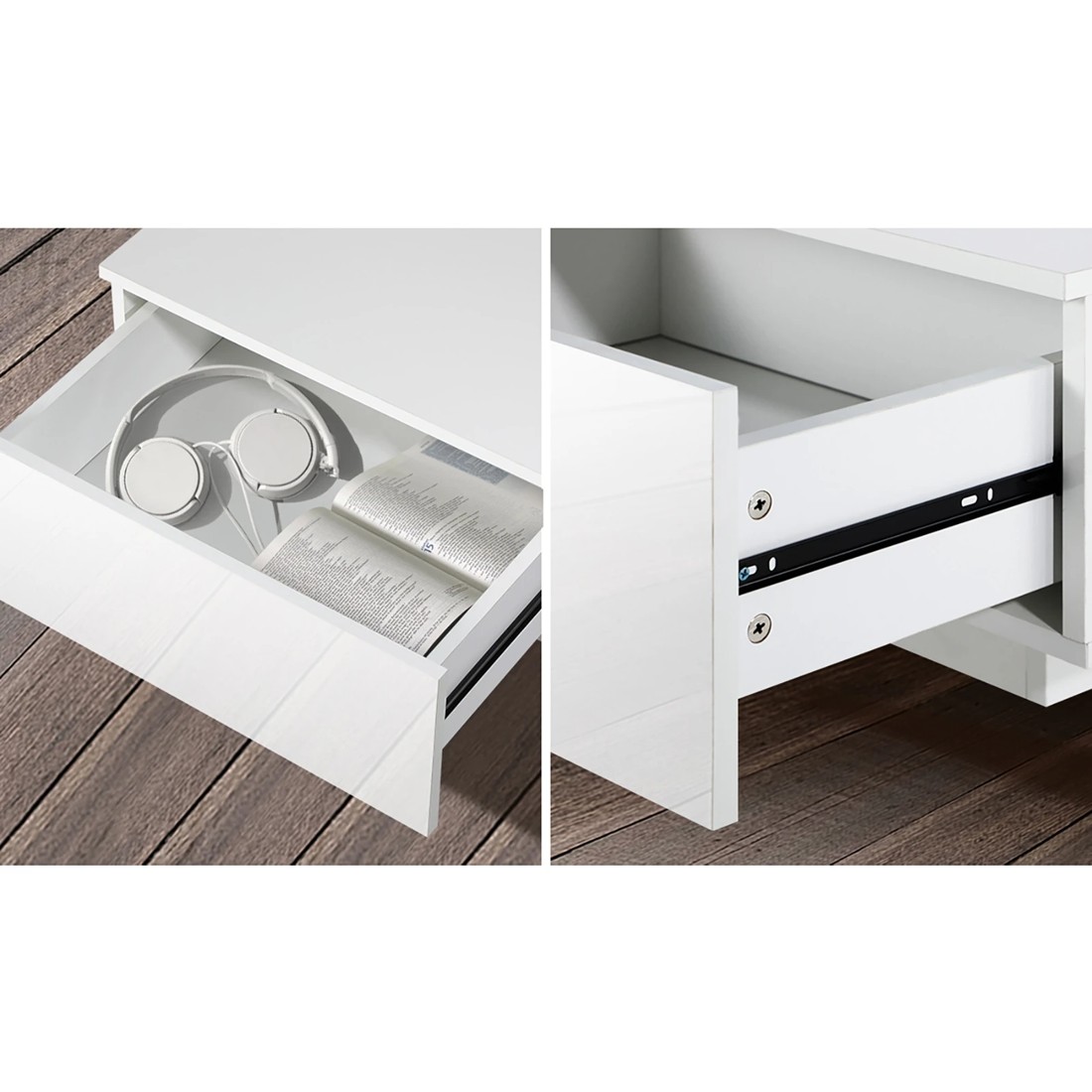 6 Oikiture Coffee Table Led Light High Gloss Storage Drawer Modern
 - White, 6 of 10