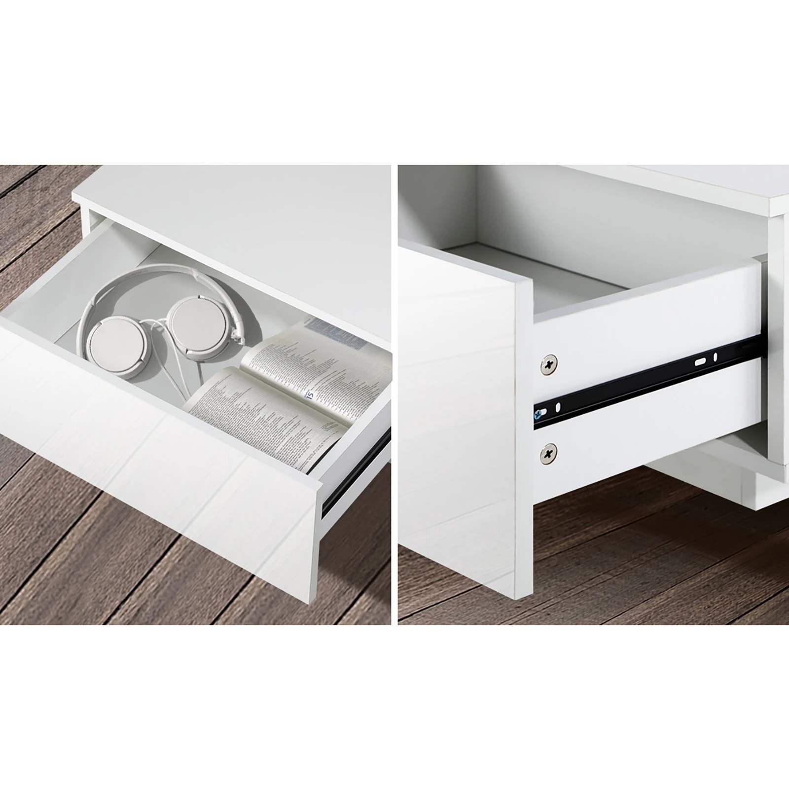 6 Oikiture Coffee Table Led Light High Gloss Storage Drawer Modern
 - White, 6 of 10