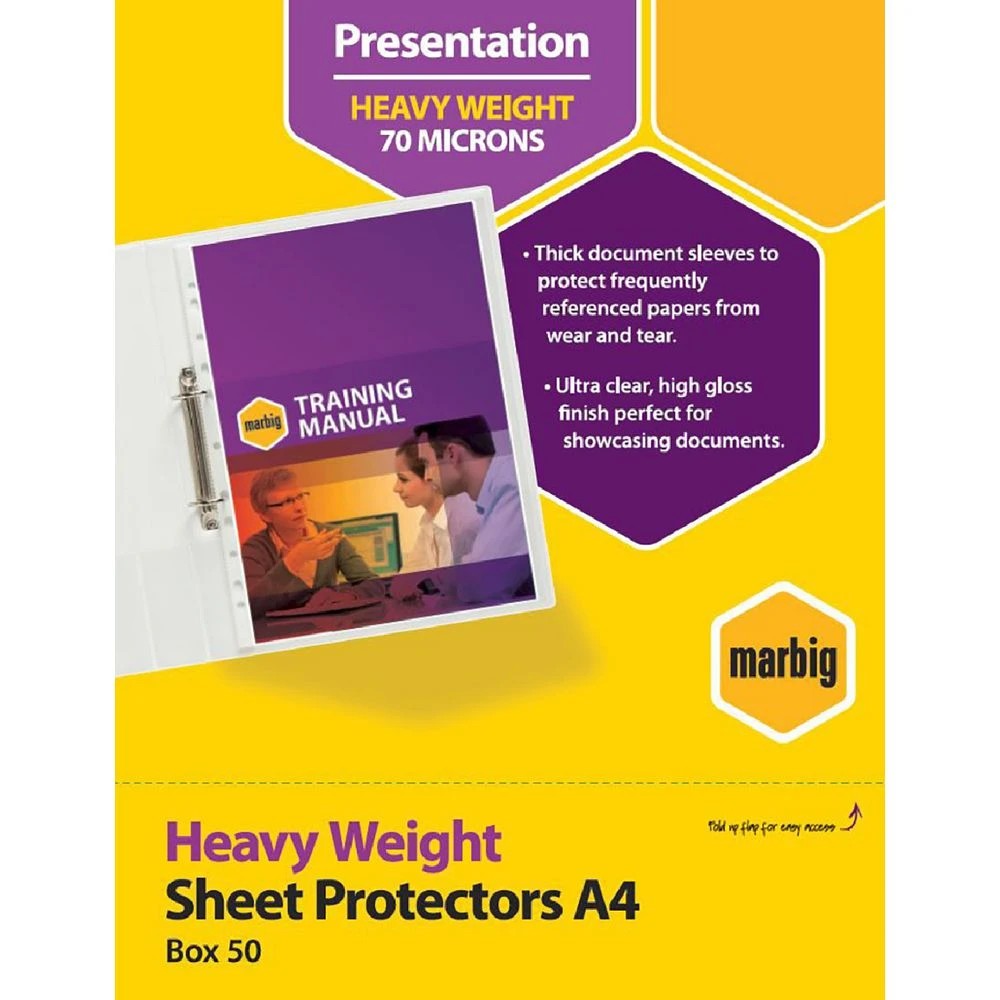 1 Marbig A4 Heavy Weight Sheet Protector 50 Pack, 1 of 3