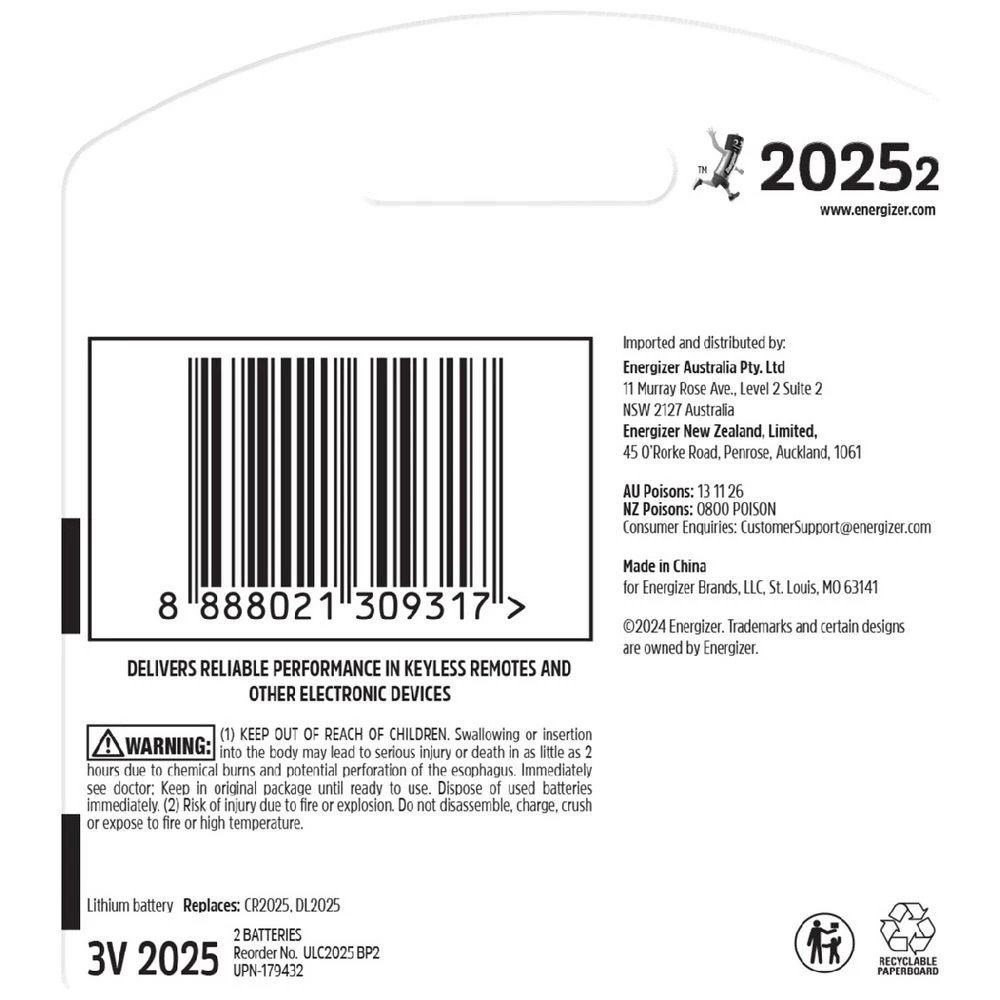 2 Energizer 2025 Ultimate Lithium Coin Battery 2 Pack, 2 of 8