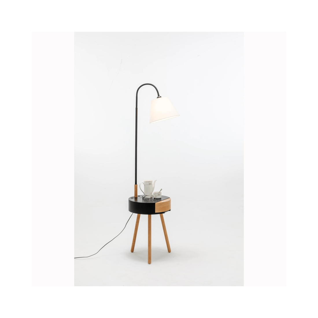 6 BR Home Florence Tripod Lamp with Shelf and Storage Drawer, 6 of 7