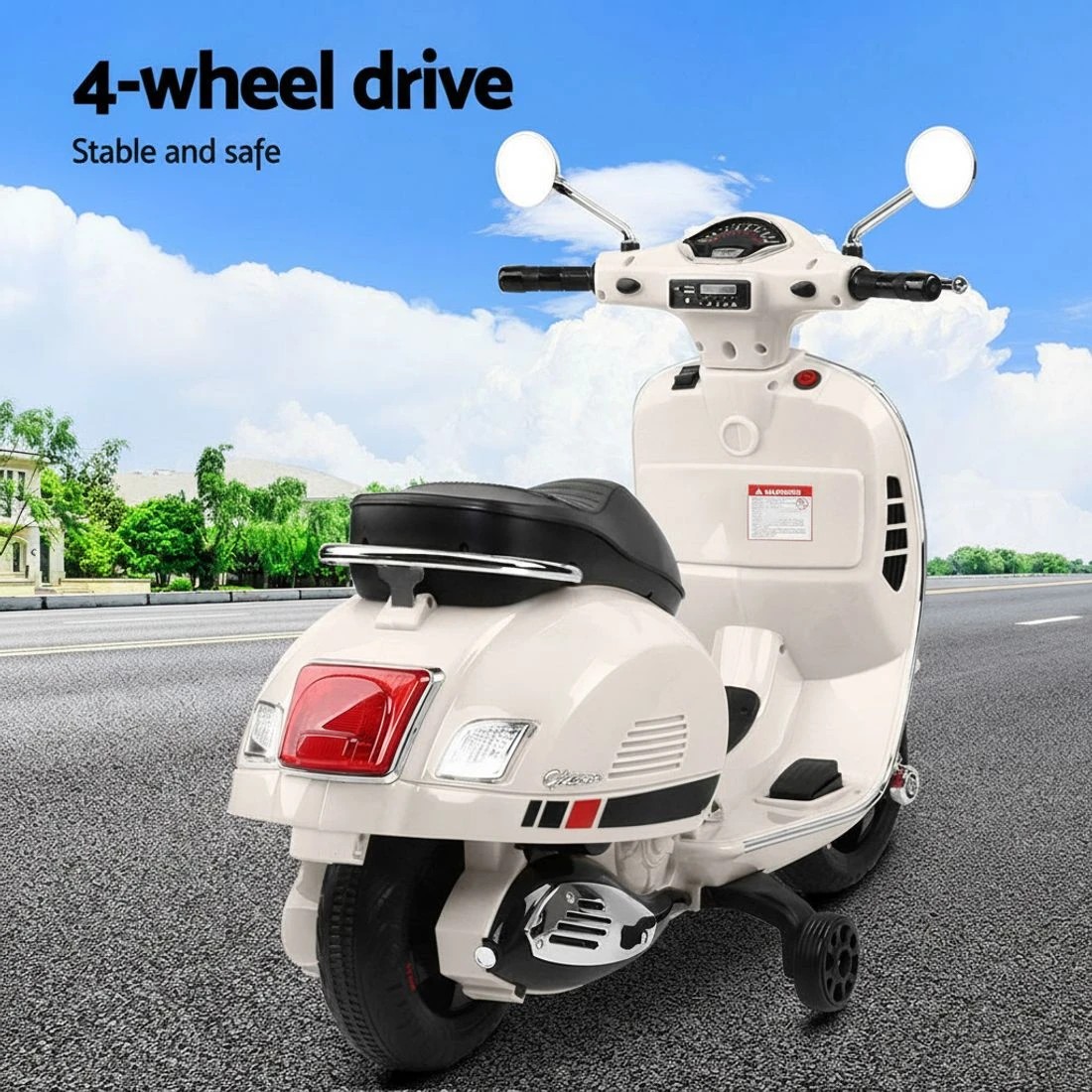 5 Kids Electric Ride On Car Motorcycle Motorbike Vespa Licensed GTS - White, 5 of 5