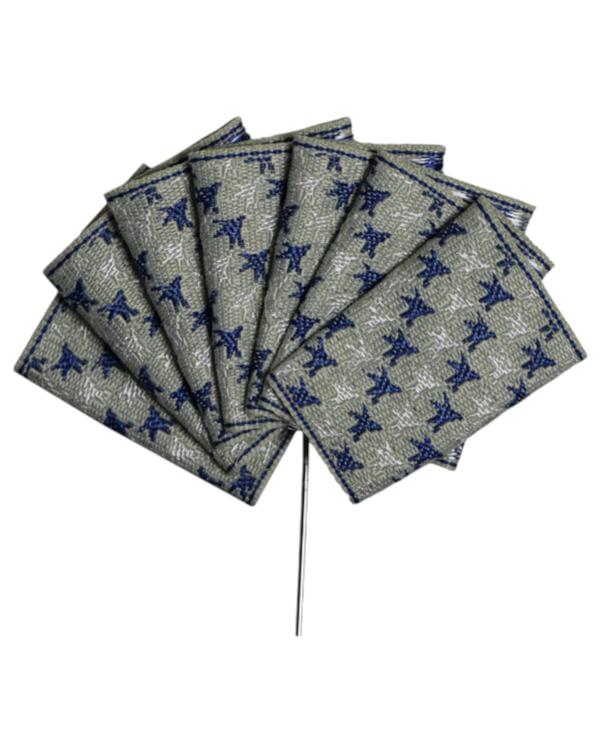 3 Zasel Mens Cream, Navy & White Suit Pocket Square Blazer Jacket Lapel Pin - Multi - Multi, 3 of 3