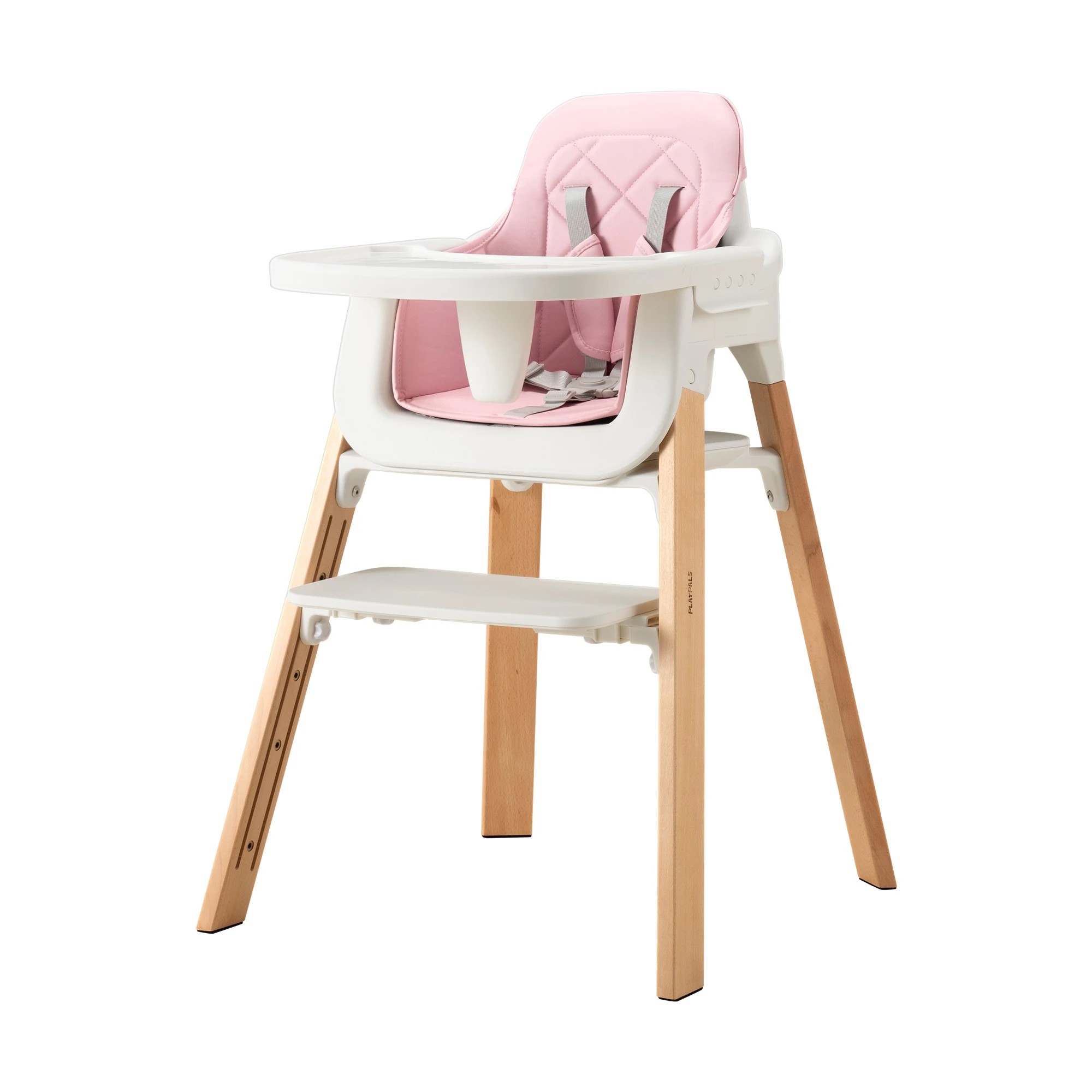 1 PlayPals Baby High Chair 3-In-1 Feeding Seat Adjustable Tray and Footrest - Pink, 1 of 3
