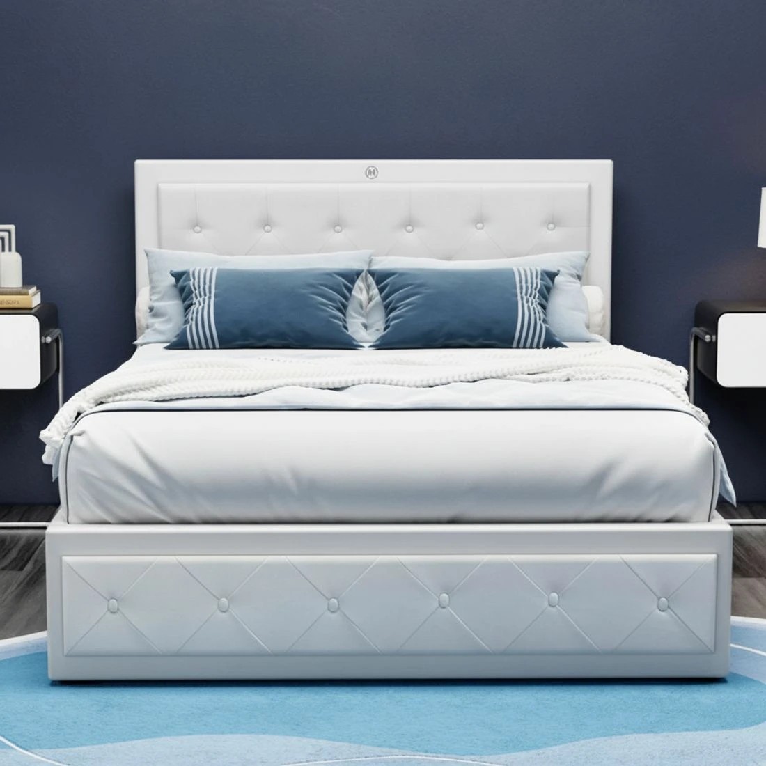 6 Artiss Bed Frame Double Size Gas Lift  TIYO - White, 6 of 8