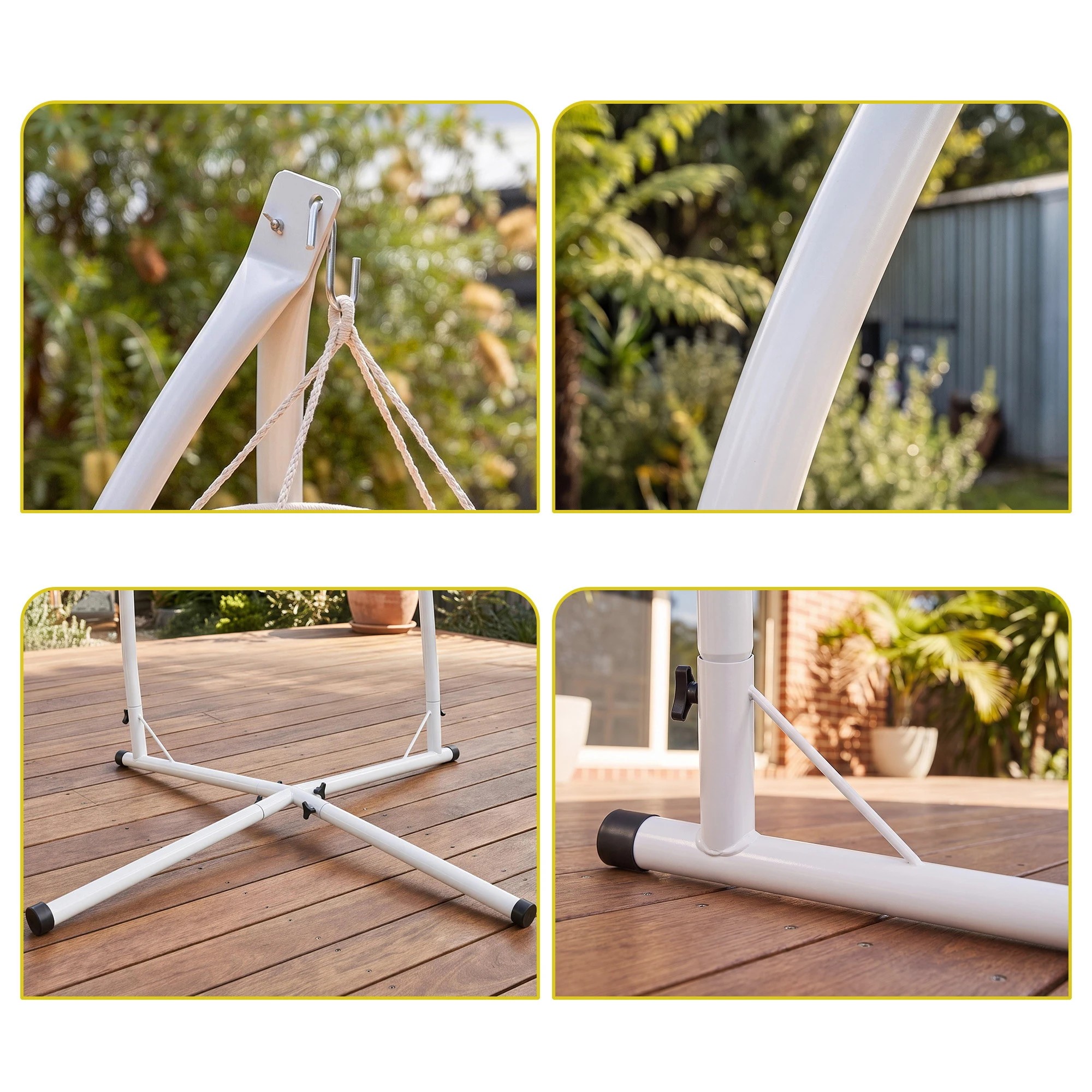6 Gardeon Hammock Stand 150kg Capacity White Steel Frame for Hanging Hammock Chairs Outdoor Furniture - White, 6 of 8