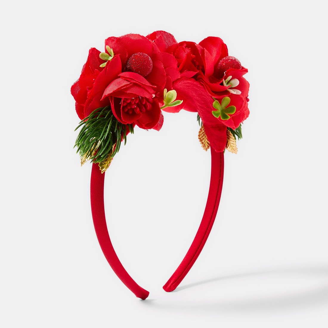 1 Christmas Floral Headband - Red, 1 of 4