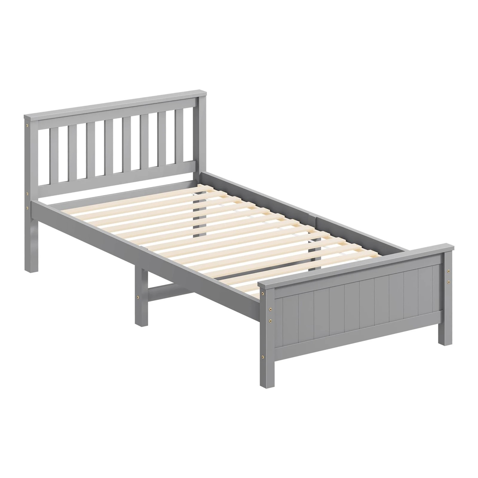 10 Alfordson Bed Frame Wooden King Single Slatted Headboard Timber Fabiano - Grey, 10 of 10