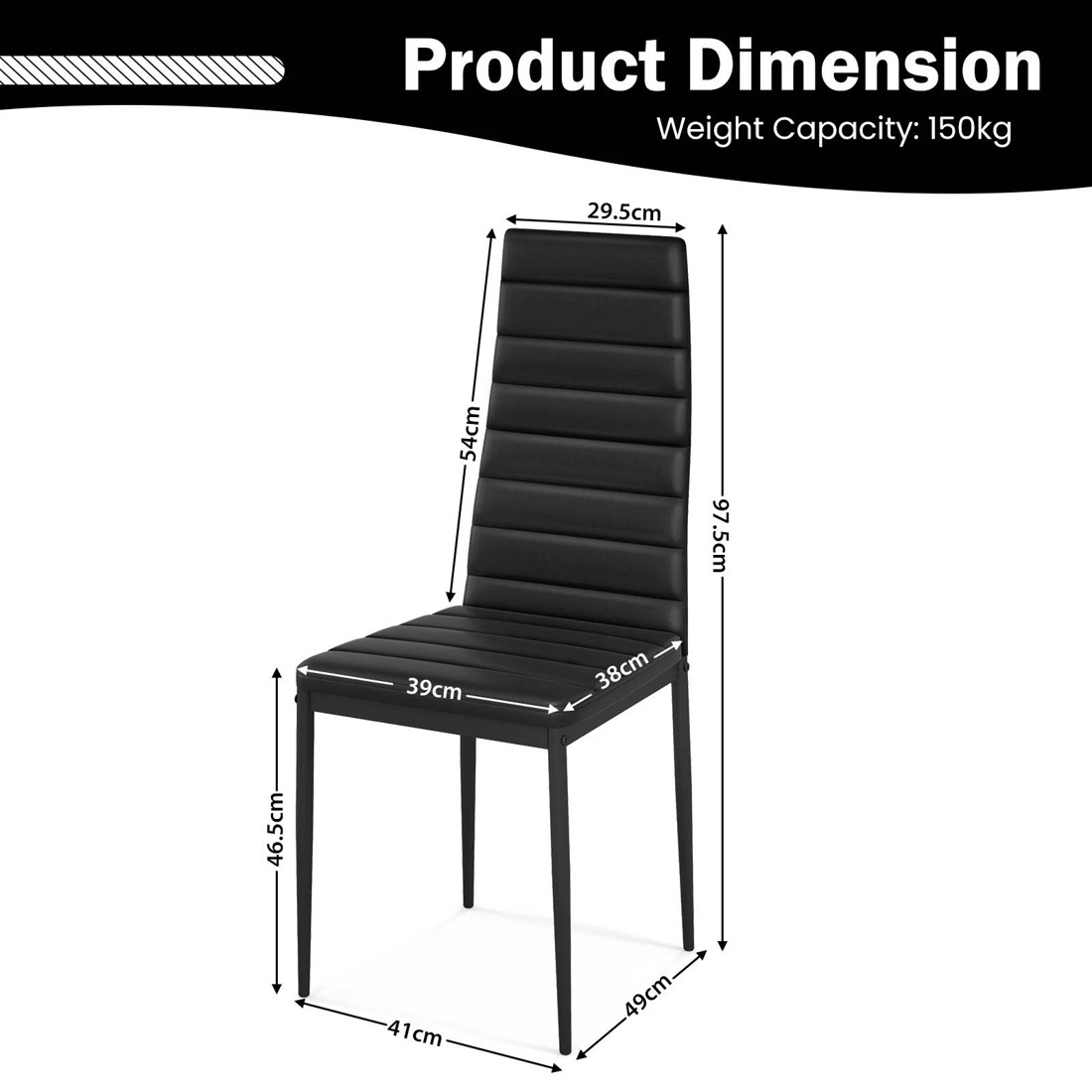 7 Costway 6x Dining Chairs PVC Leather Seat High Backrest Kitchen Chairs, 7 of 7