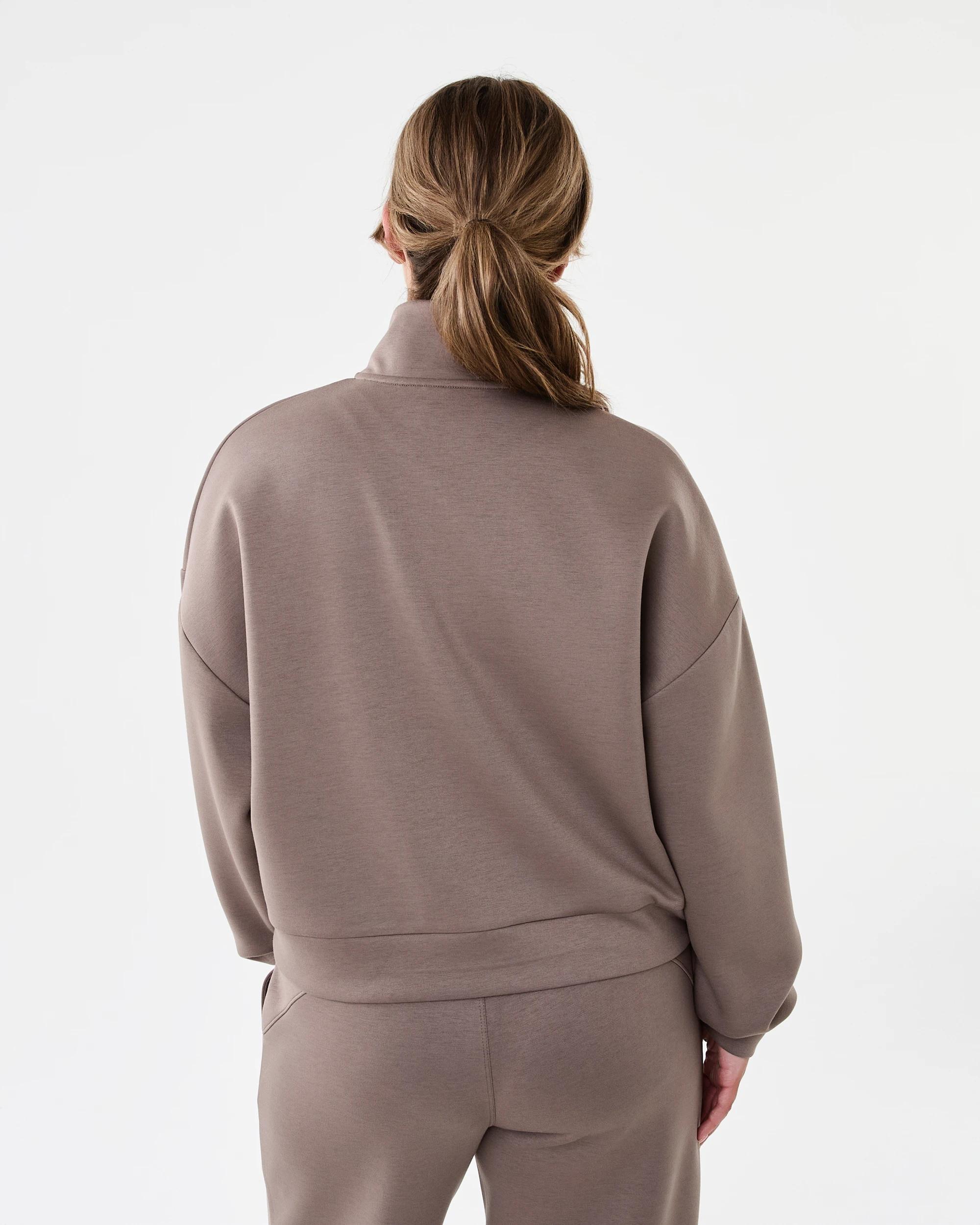 3 Everlast Womens Evercomfort 1/4 Zip Sweatshirt Mushroom, 3 of 7