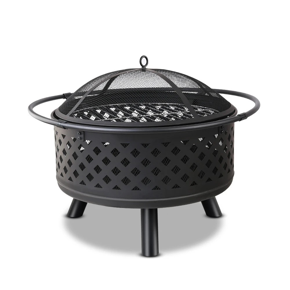 1 Grillz Fire Pit BBQ Grill 76cm - Black, 1 of 7