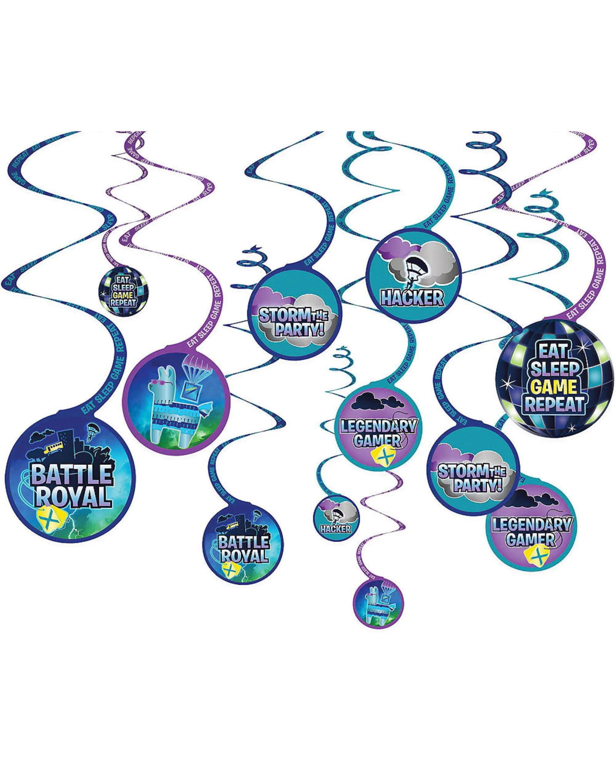 1 Anagram Battle Royal Swirl Decorations Pack of 12, 1 of 1