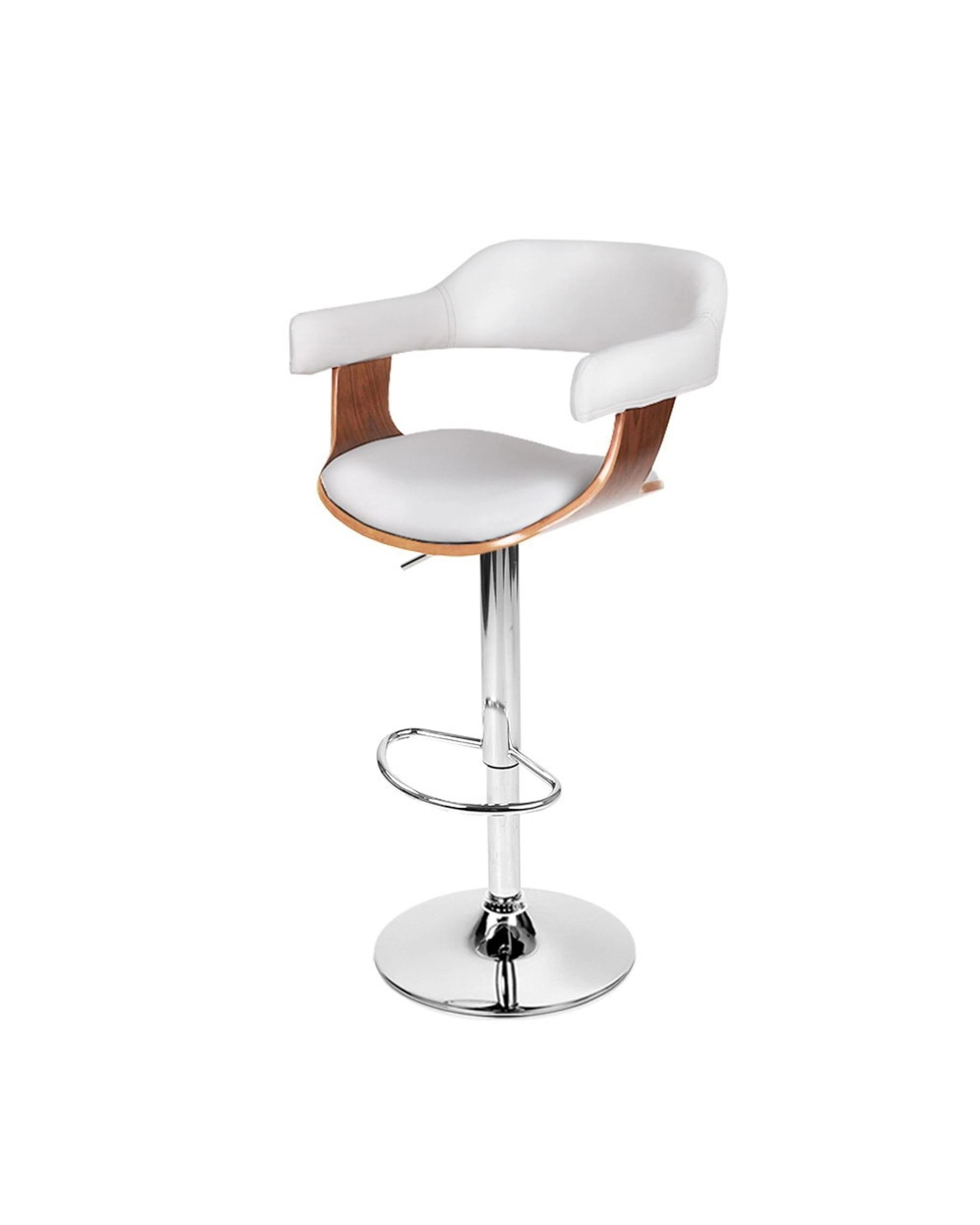 1 Artiss Bar Stools Gas Lift Leather W/armrest
 - White, 1 of 1