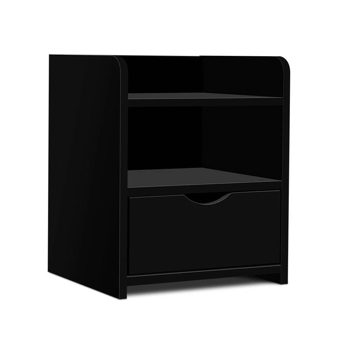 1 Artiss Bedside Table 1 Drawer with Shelf - Black, 1 of 10