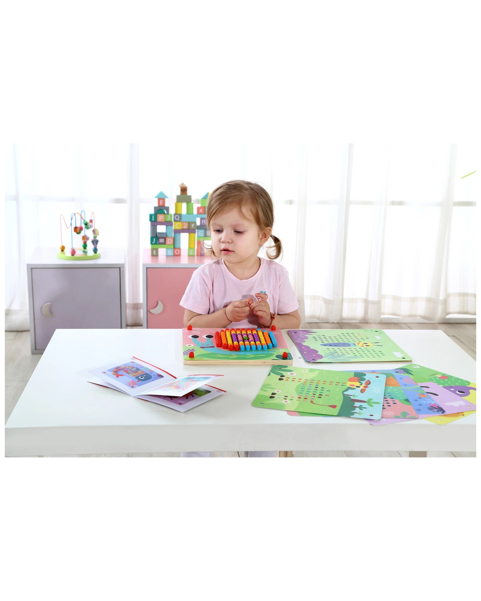 2 Tooky Toy 222pc Wooden Pattern Pegs Educational Board Game Kids 3+. - Multi, 2 of 6