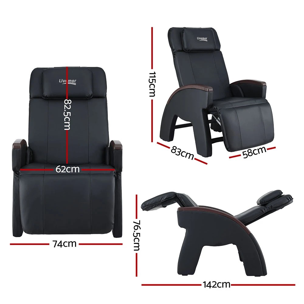 2 Livemor Massage Chair Electric Recliner Home Massager ARIA - Black, 2 of 7