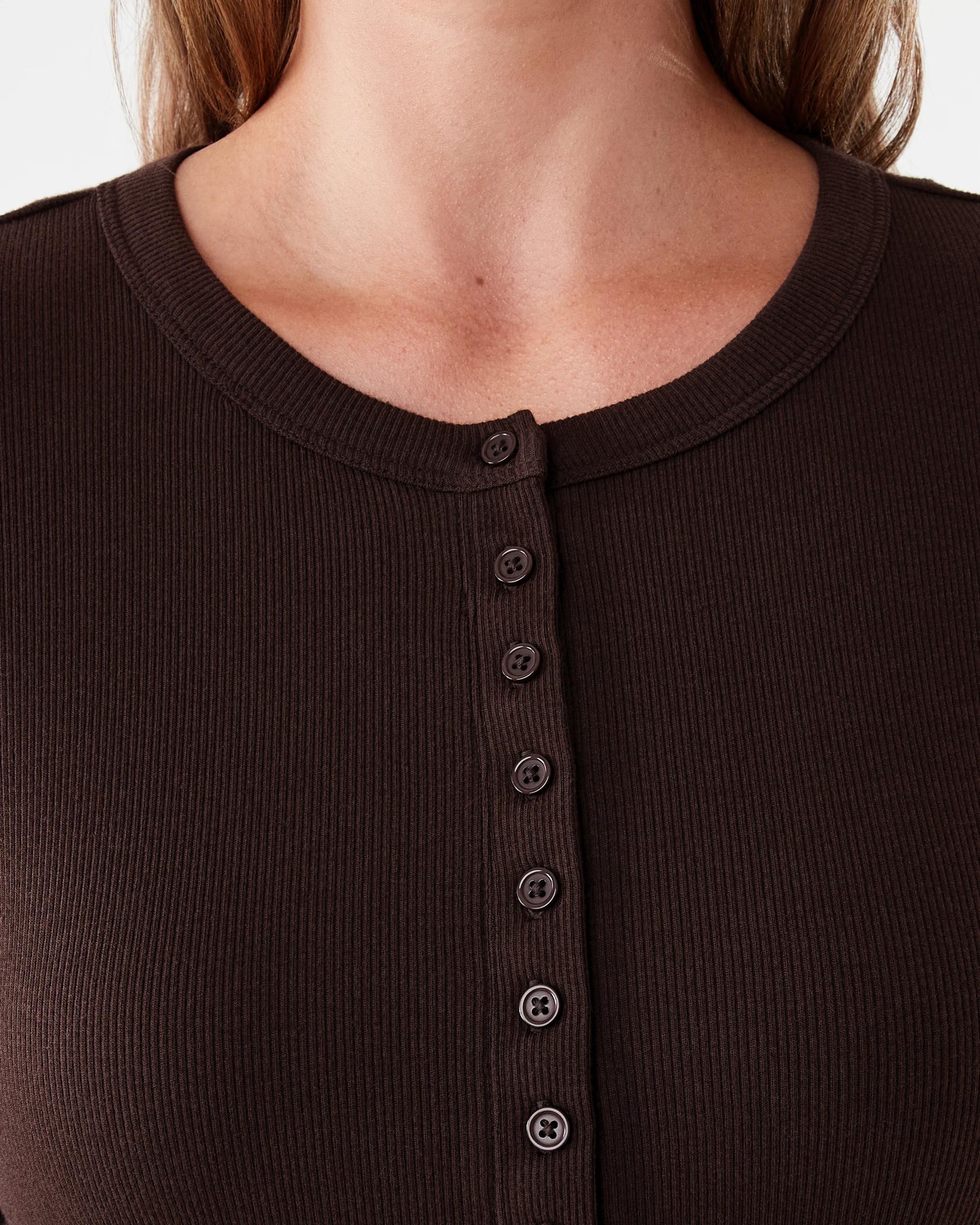 5 Long Sleeve Rib Henley Top Melt Brown, 5 of 7