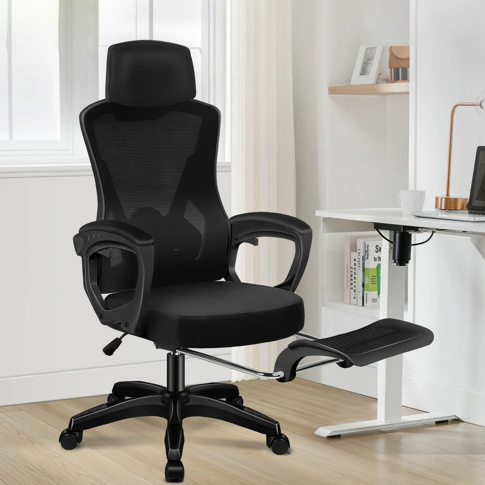 8 Alfordson Mesh Office Chair Racing Executive Computer Fabric Seat Recliner Work - Black, 8 of 10