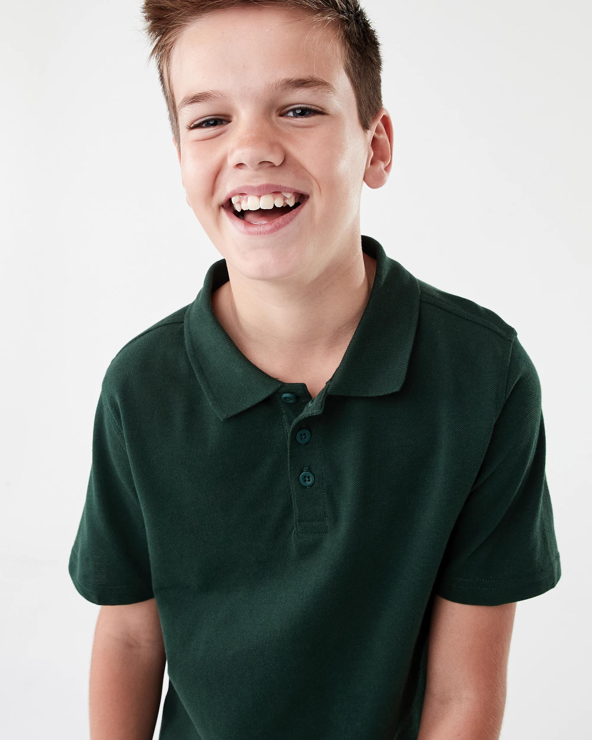 3 School Odour Shield Cotton Polo T-shirt Sycamore, 3 of 6