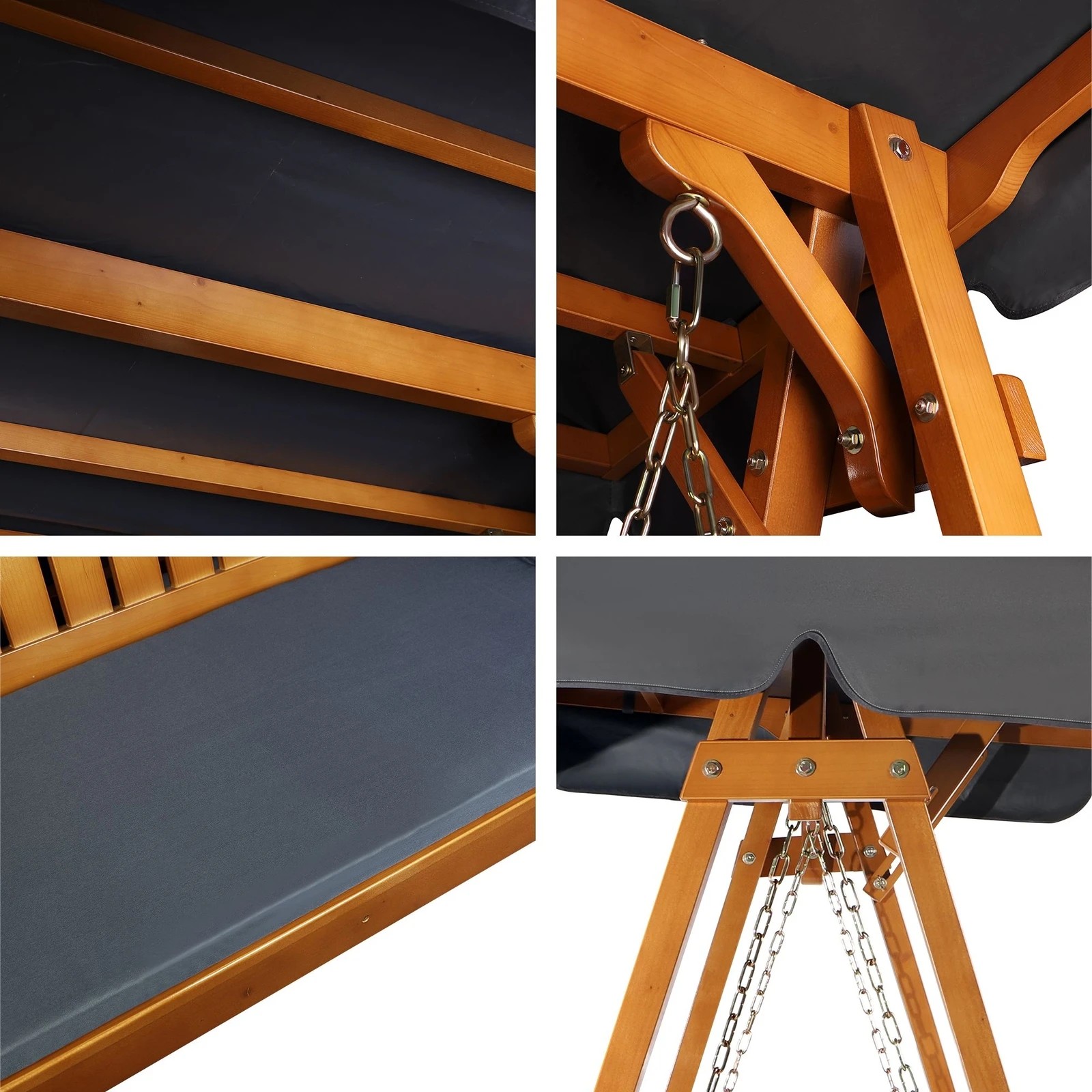 7 Alfordson Swing Chair Outdoor Furniture Wooden Garden Patio Bench Canopy Teak XL - Orange, 7 of 10