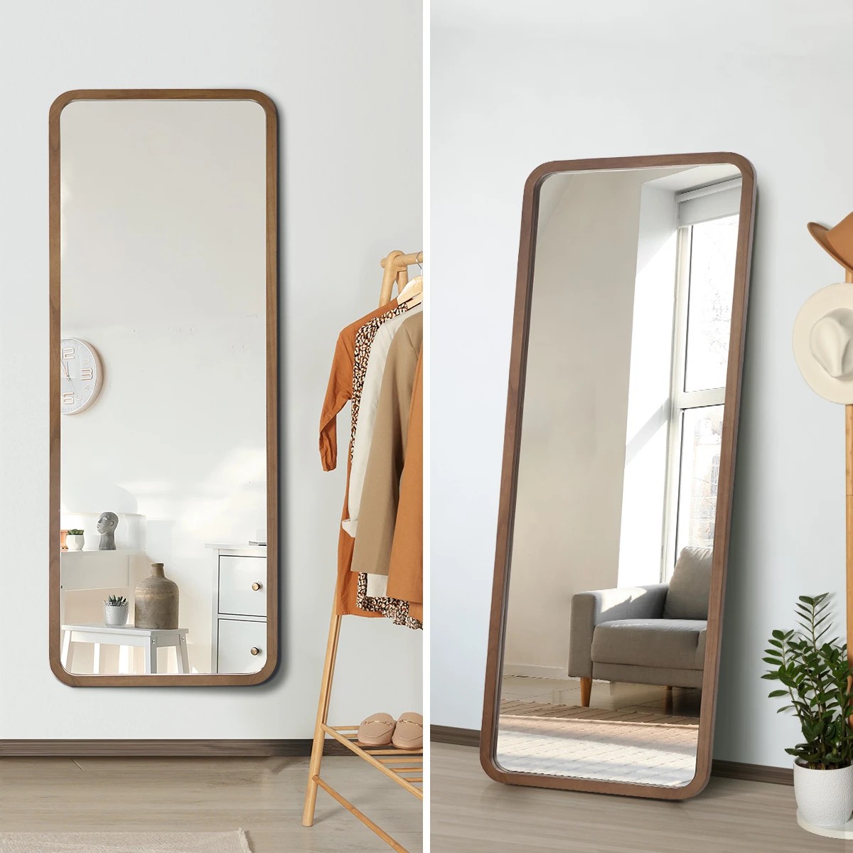 5 Oikiture Full Length Mirror 180x70cm Rectangle Dressing Floor Mirrors - Brown, 5 of 9