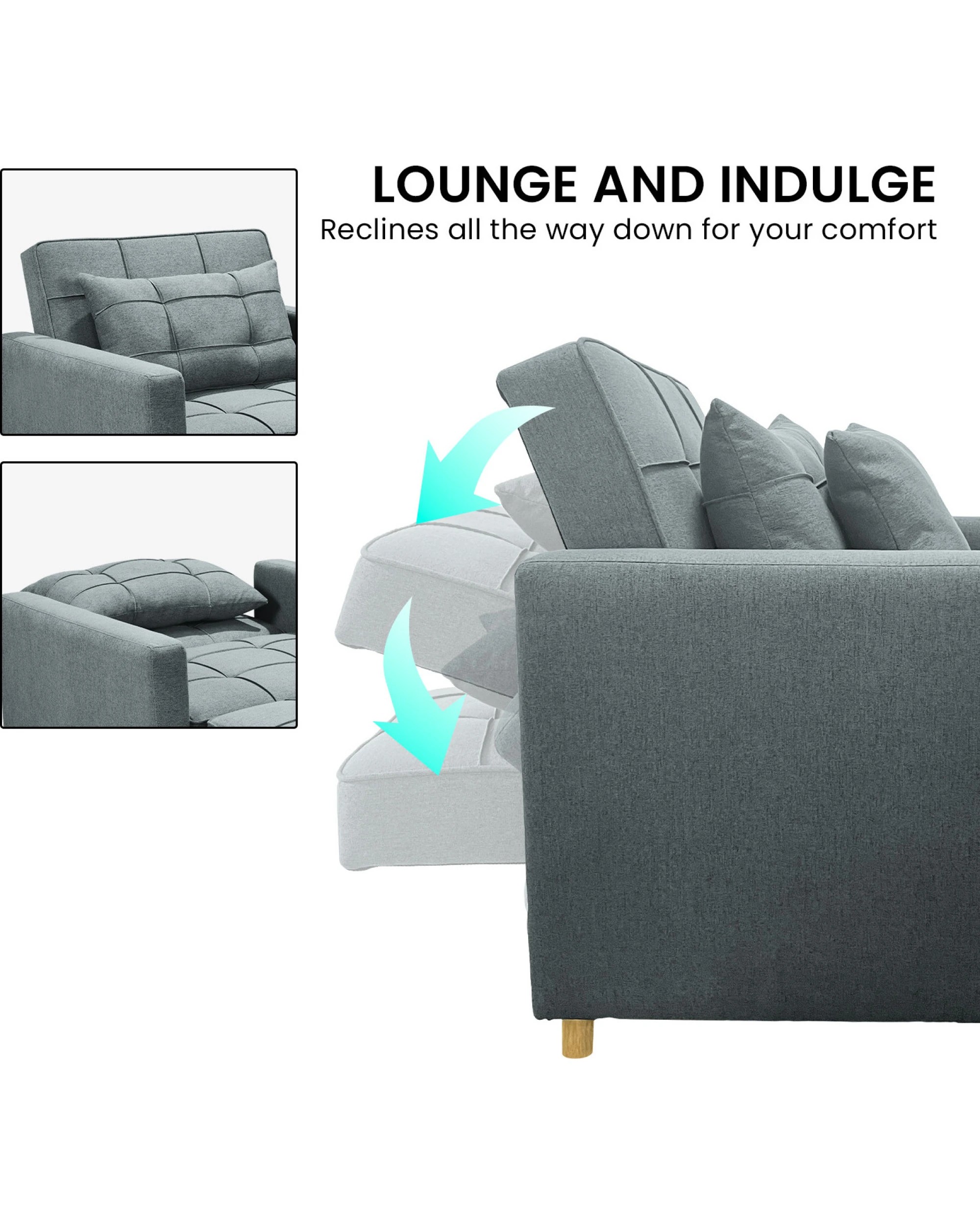 10 Suri 3-in-1 Convertible Sofa Chair Bed by Sarantino - Airforce Blue, 10 of 10