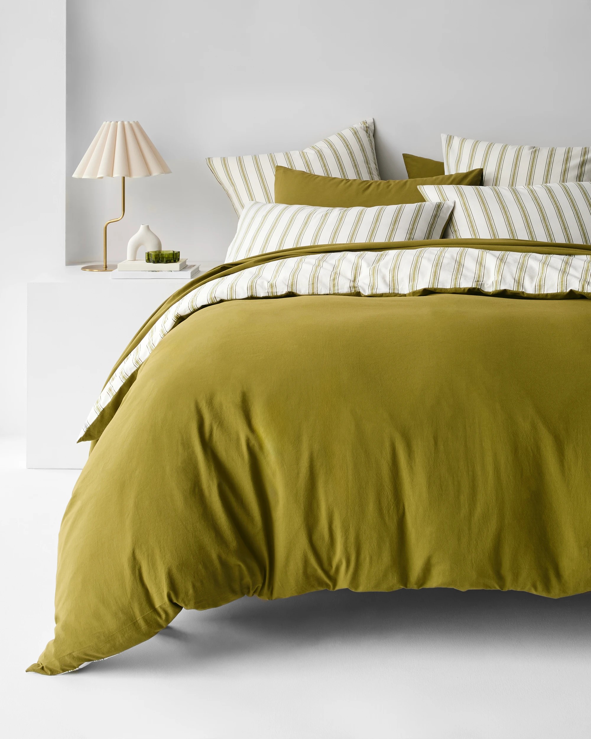1 Arlo Cotton Stonewash Quilt Cover Set - Super King Bed - Green, 1 of 8