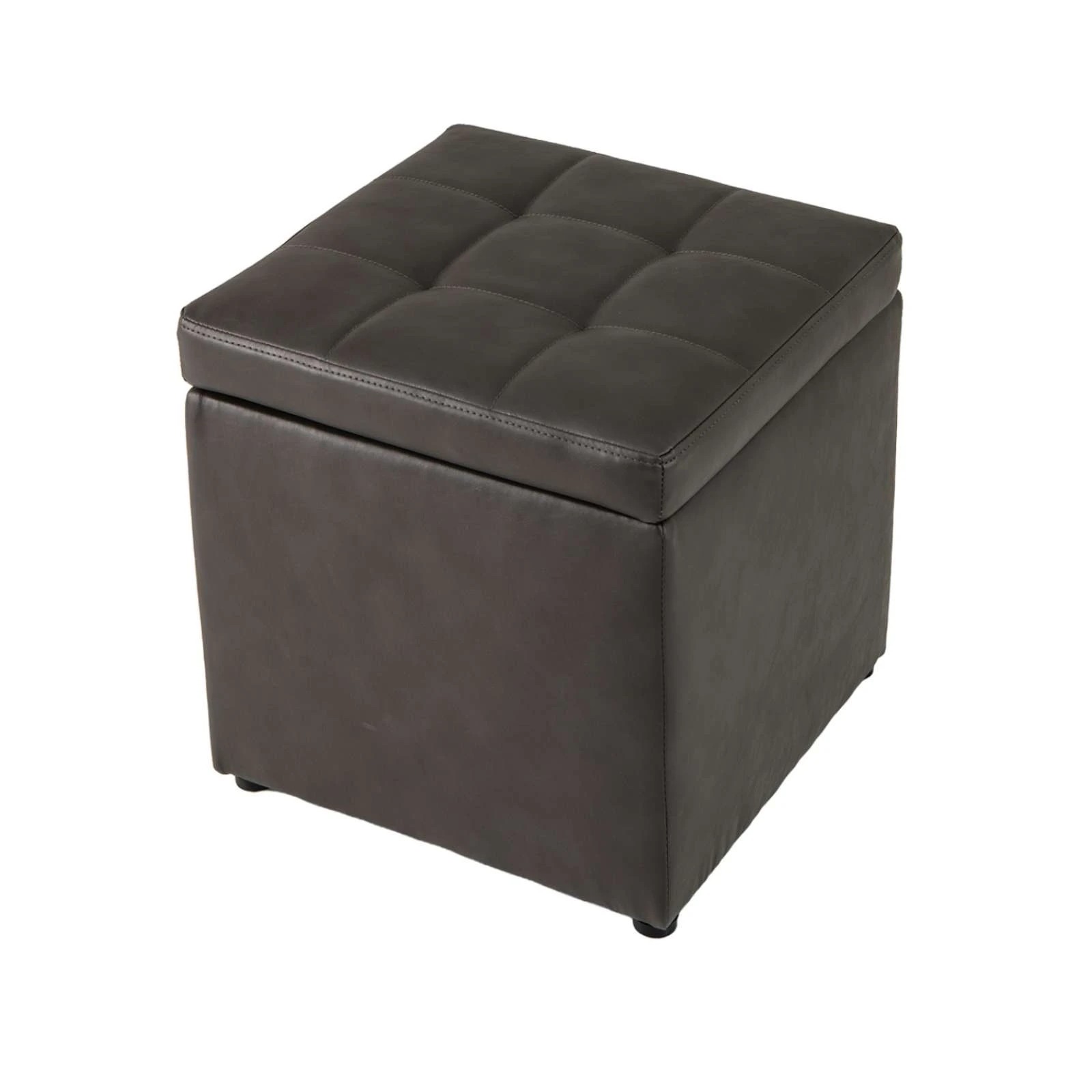 1 Costway Cube Storage Ottoman Pouf Storage Box Seat Foot Stool PU Leather Footstool 40cm - Grey, 1 of 3