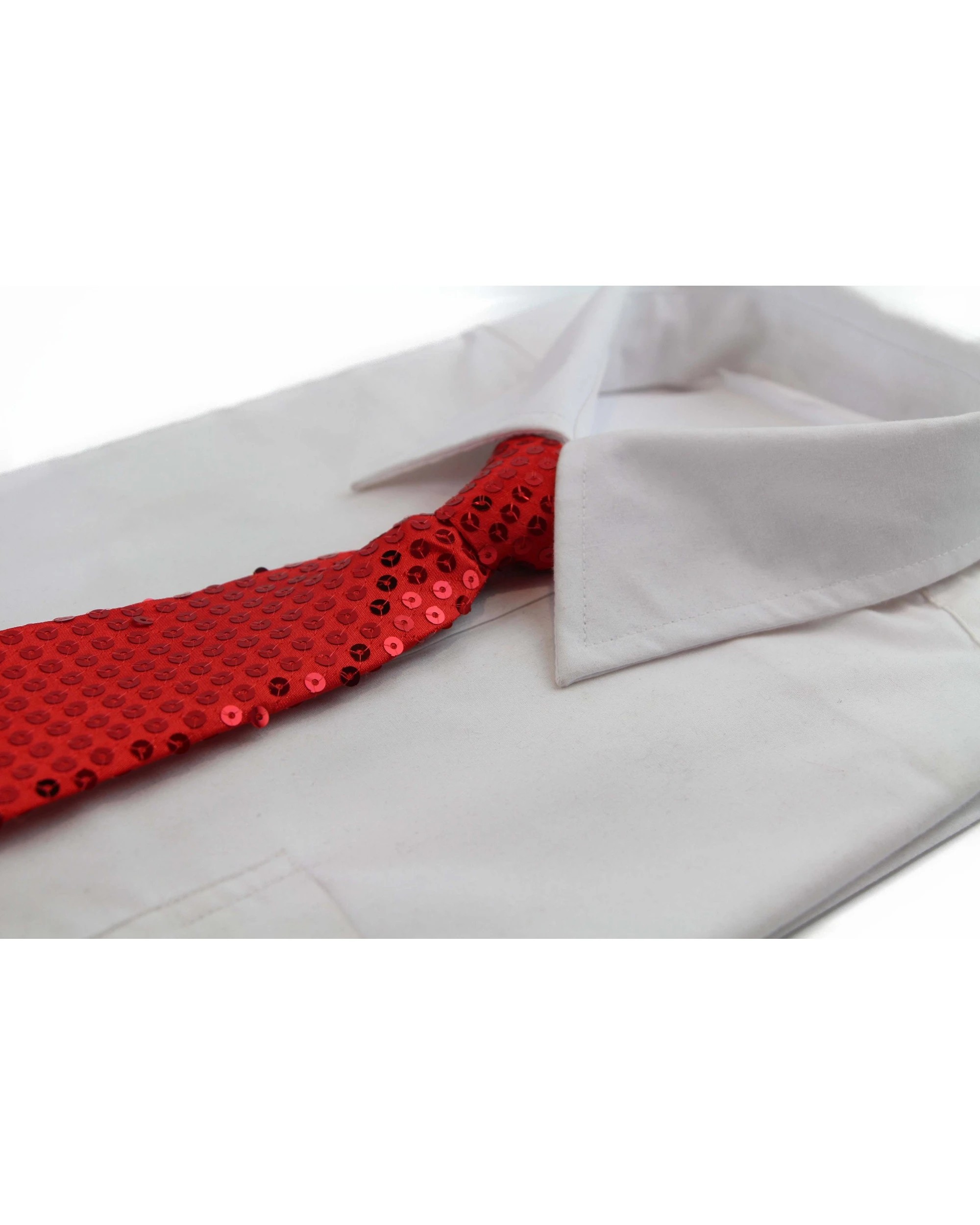 1 Zasel Teen Boys Kids Red Sequin Elastic Neck Tie, 1 of 2