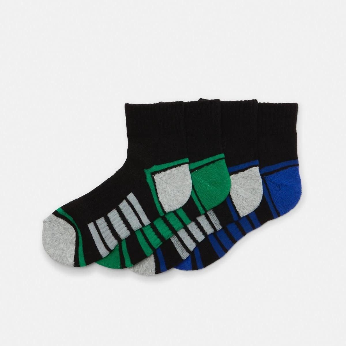 1 4 Pack Active Kids Quarter Crew Socks BLUE, GREEN, 1 of 3