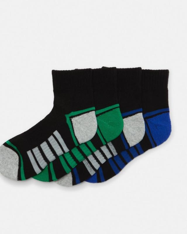 4 Pack Active Kids Quarter Crew S