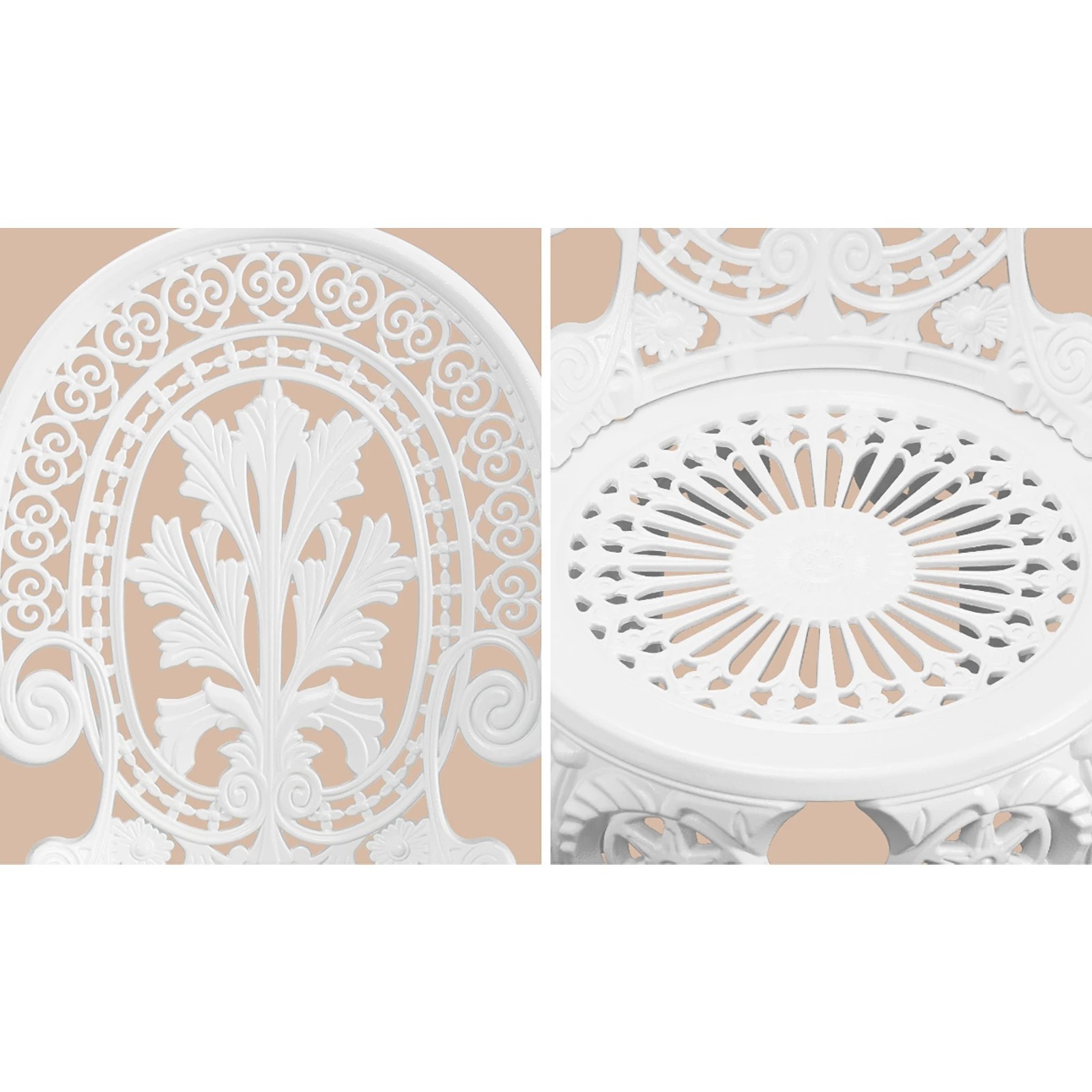 6 Livsip Outdoor Bistro Setting Cast Aluminium Table And Chair 3pcs Patio Set
 - White, 6 of 10