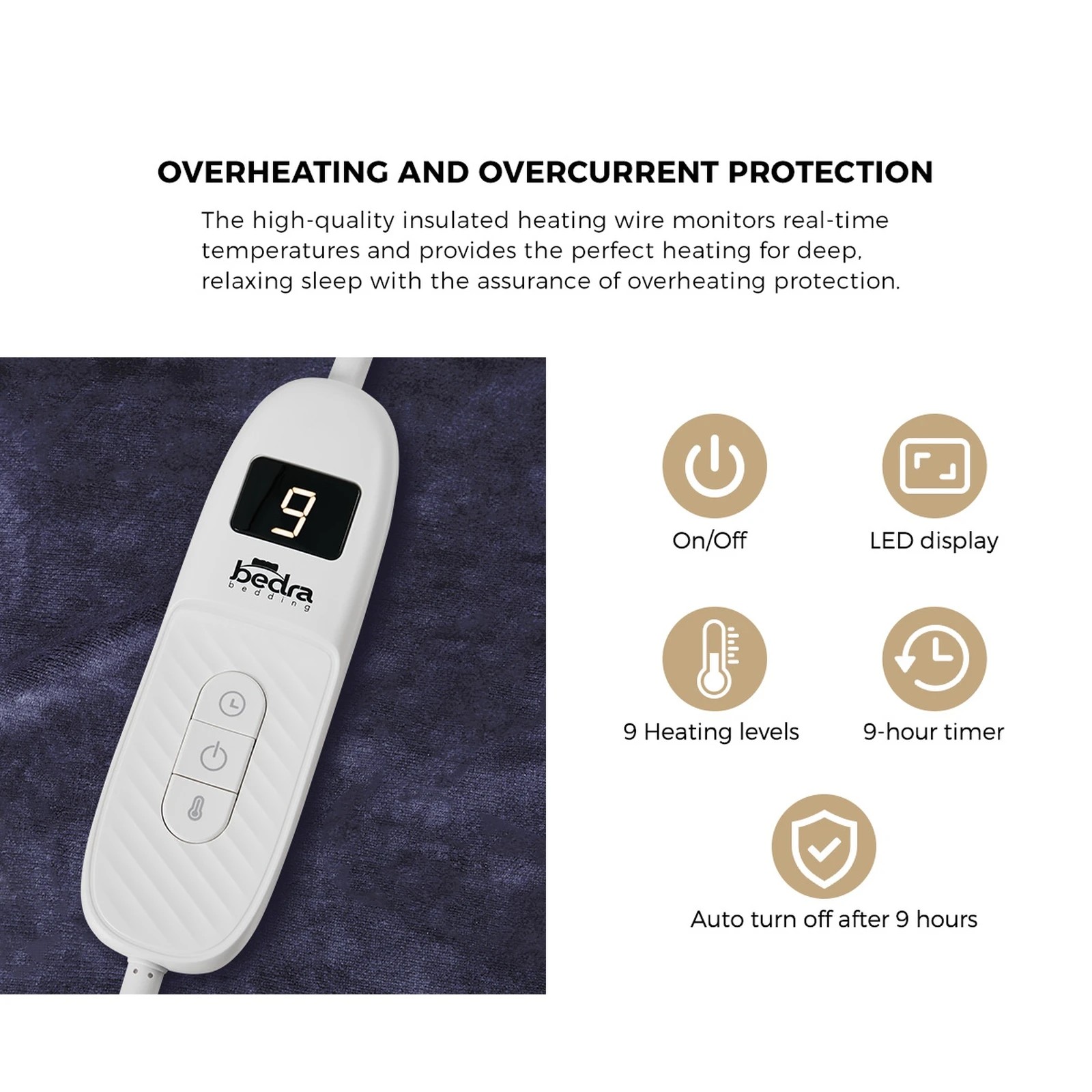 6 Bedra Bedding Electric Throw Rug Washable Heated Blanket Flannel Winter Warm - Single Bed - Purple, 6 of 10