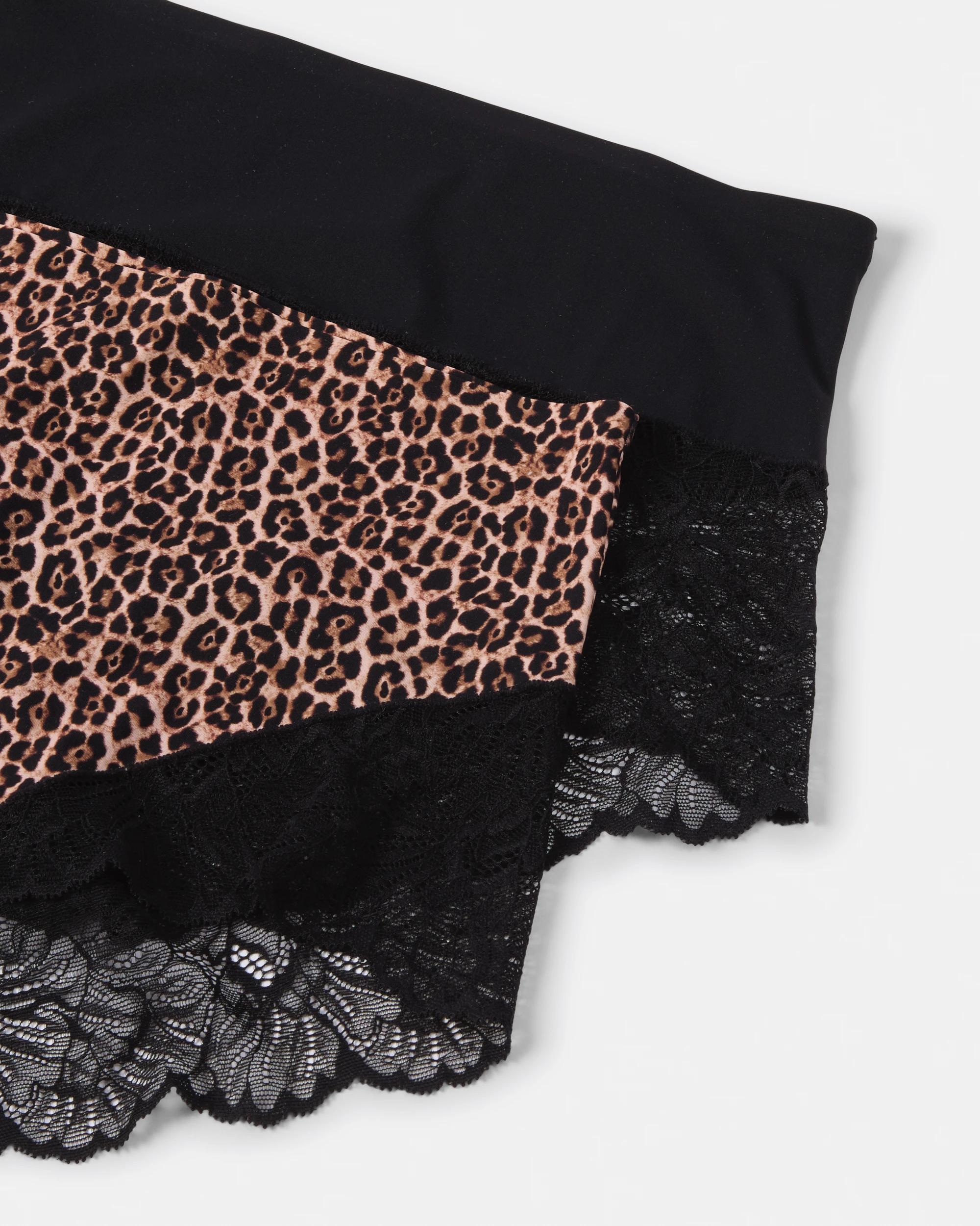 2 2 Pack No Show Lace Full Briefs Leopard, 2 of 7