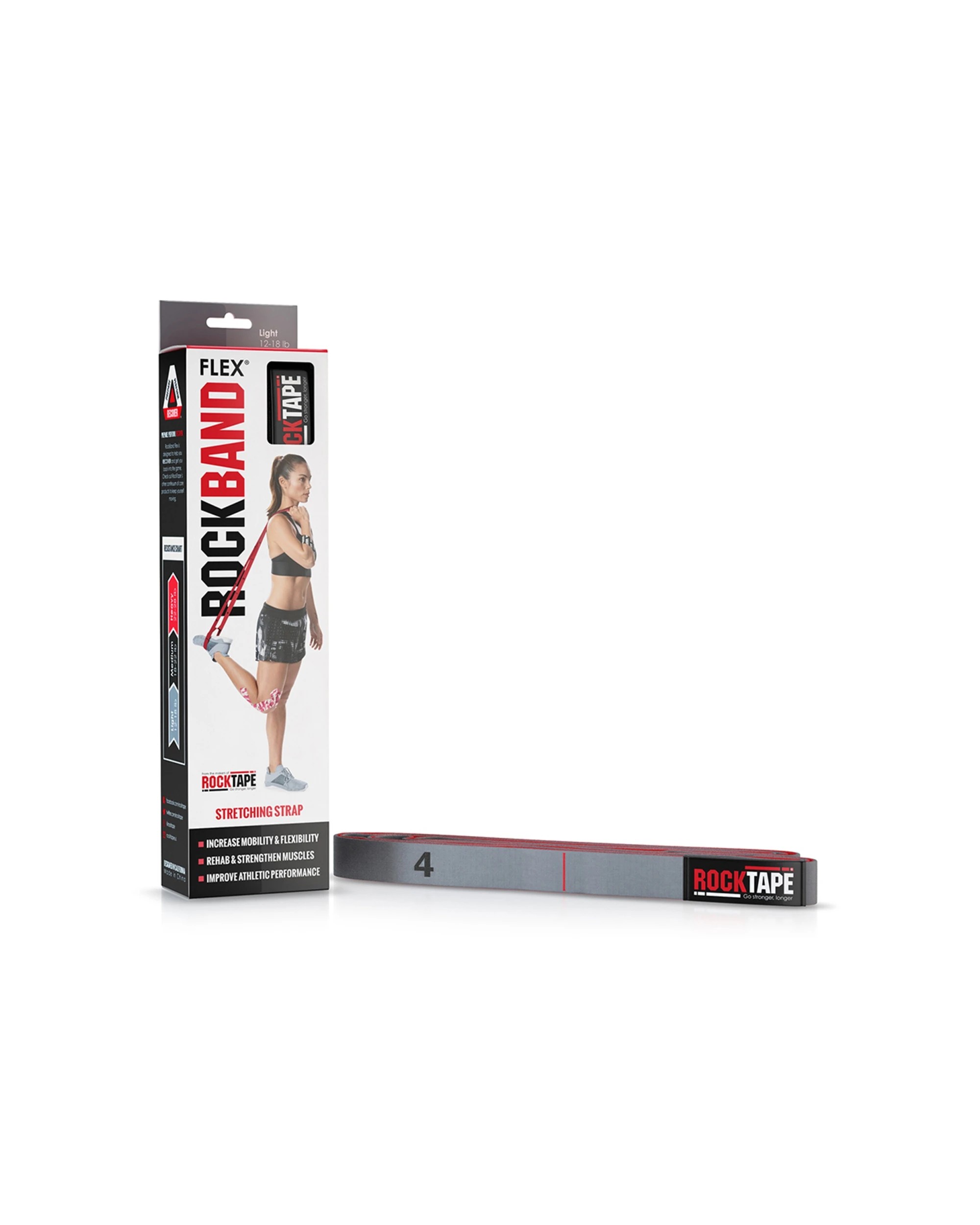 1 RockTape RockBand Flex Stretching Resistance Band 12-18lb Cotton Nylon - Grey, 1 of 4