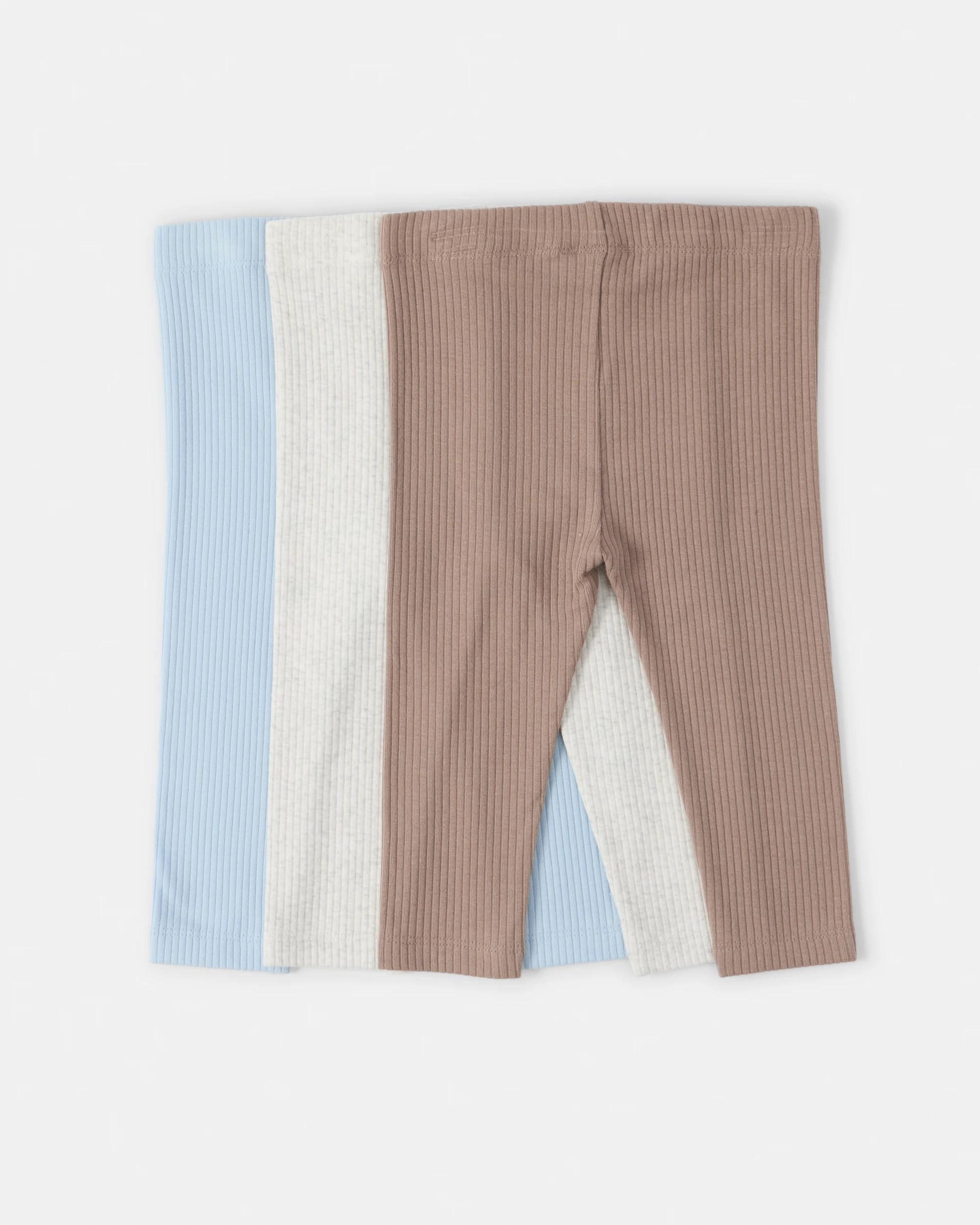 2 3 Pack Cotton Rib Leggings Blu Mpack, 2 of 5