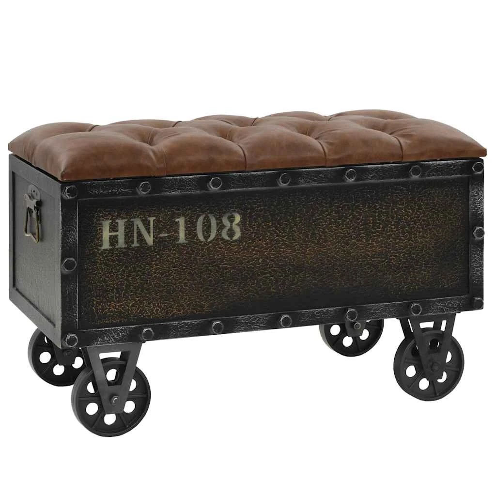 1 Vidaxl Storage Bench Pouffe - Brown, 1 of 9