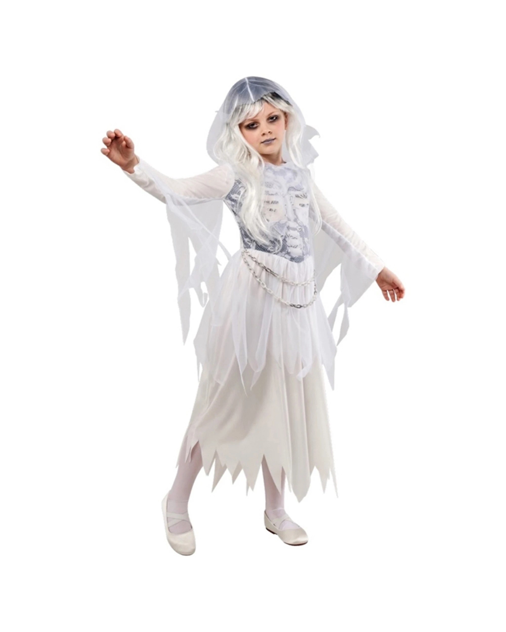 1 Rubies Ghostly Girl Costume Party Dress-up Size 6-8y
 - White, 1 of 4