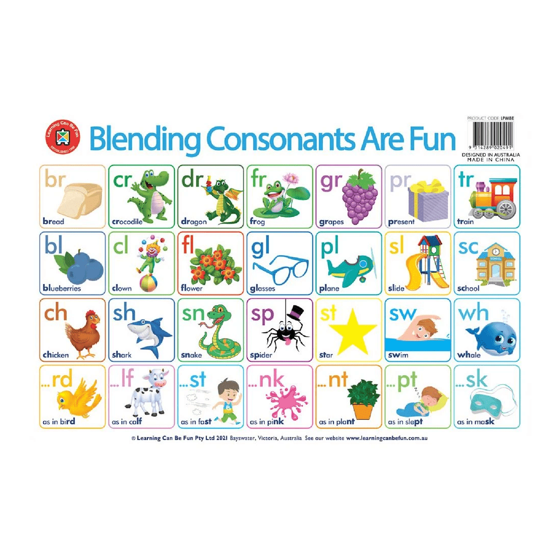 1 Learning Can Be Fun Blending Consonants Are Fun Placemat, 1 of 1