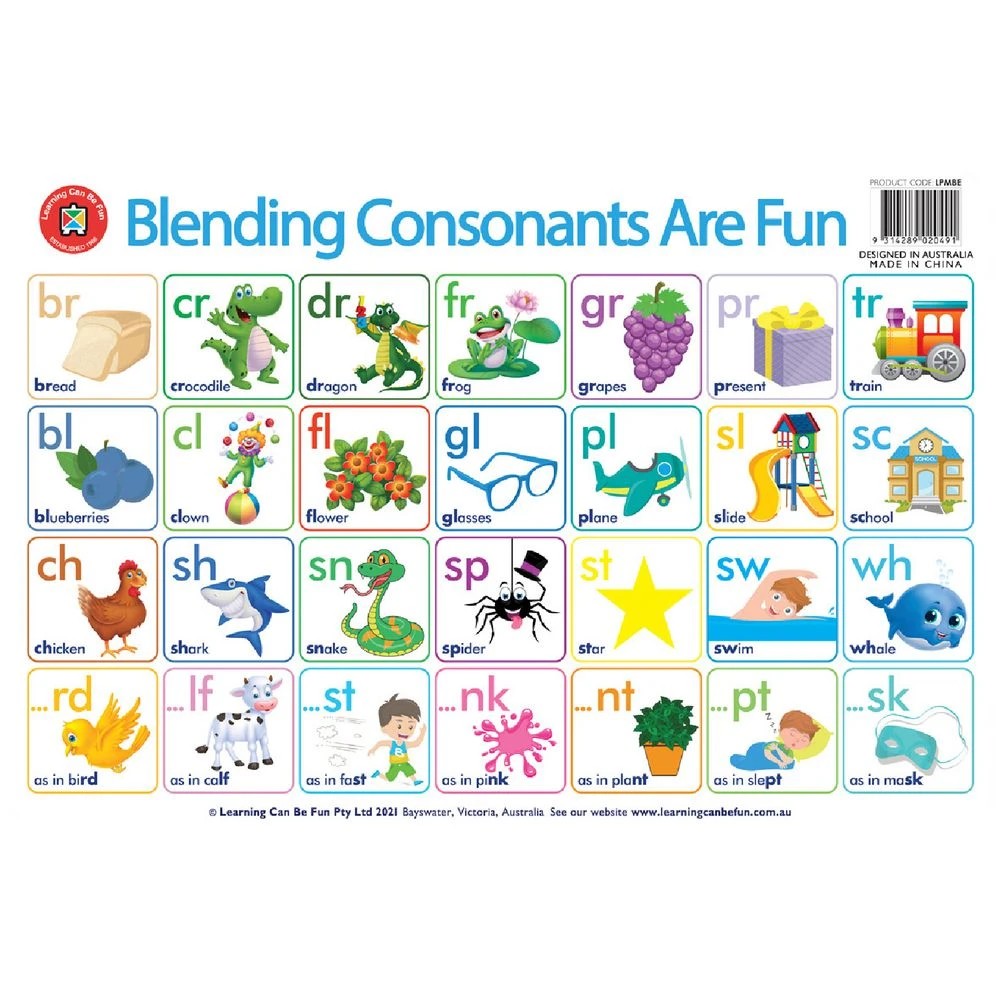 1 Learning Can Be Fun Blending Consonants Are Fun Placemat, 1 of 1