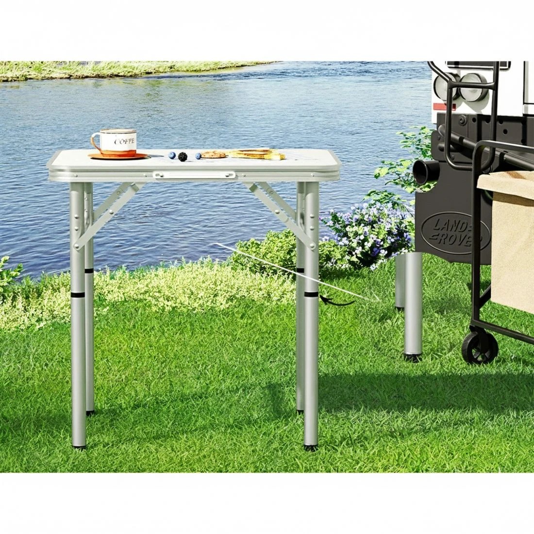 4 Weisshorn Folding Camping Table 60CM Adjustable Portable Outdoor Picnic Desk - Multi, 4 of 8