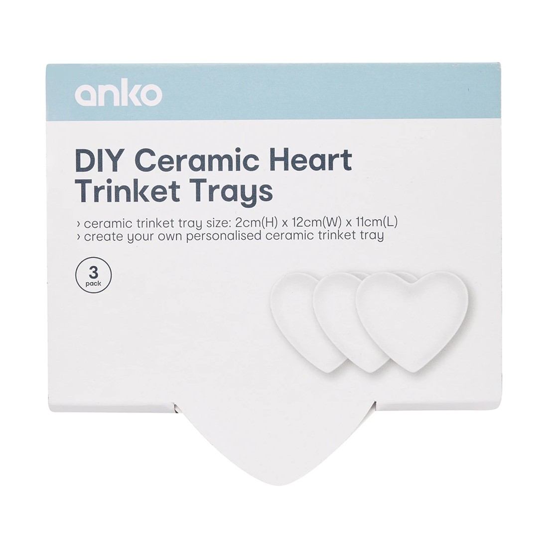 6 3 Pack DIY Ceramic Heart Trinket Trays, 6 of 6