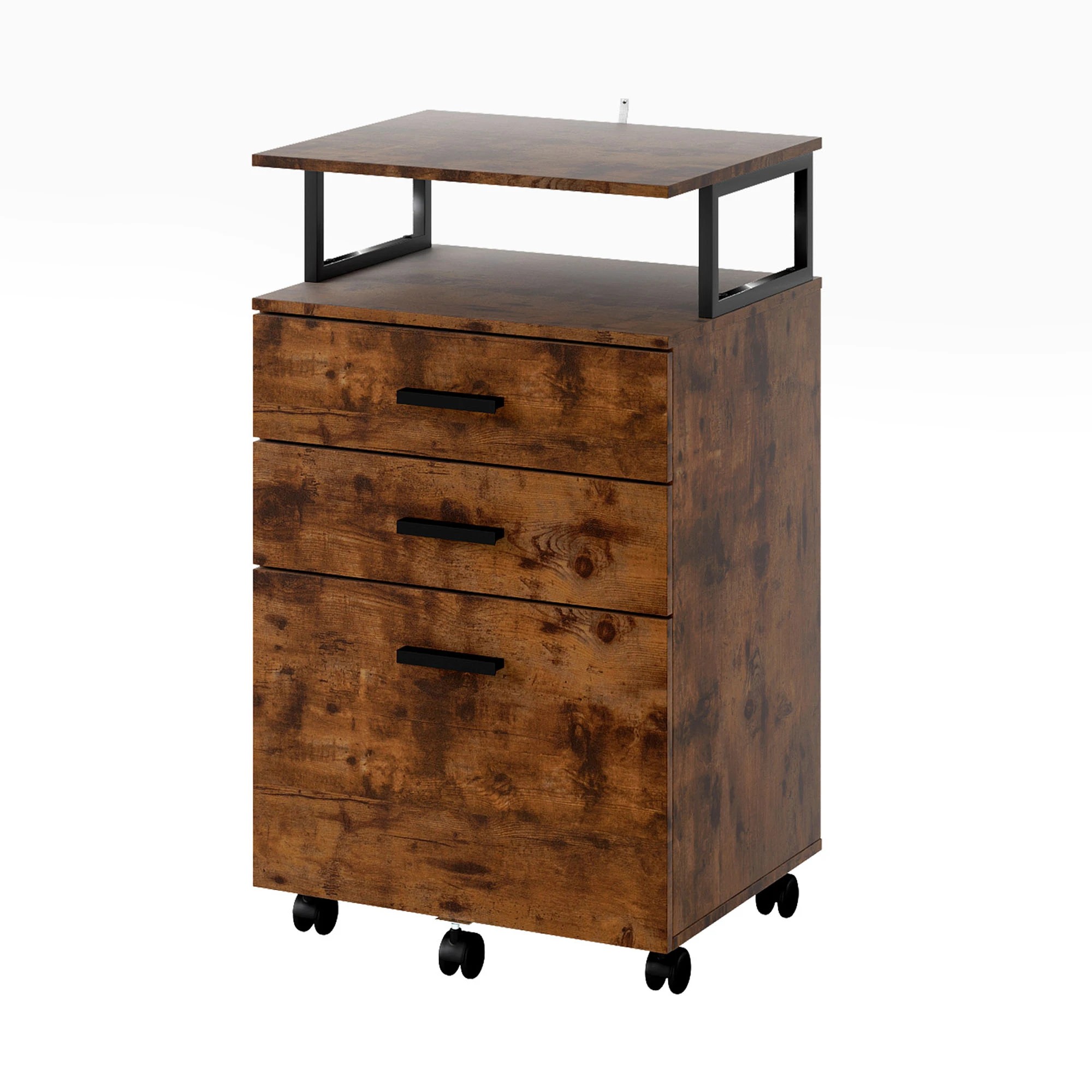 1 Levede Mobile File Cabine - Brown, 1 of 9