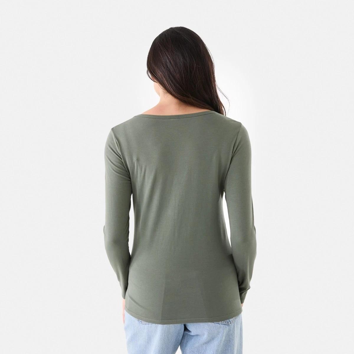 3 Long Sleeve Stretch V-Neck T-shirt Grn Olive, 3 of 5