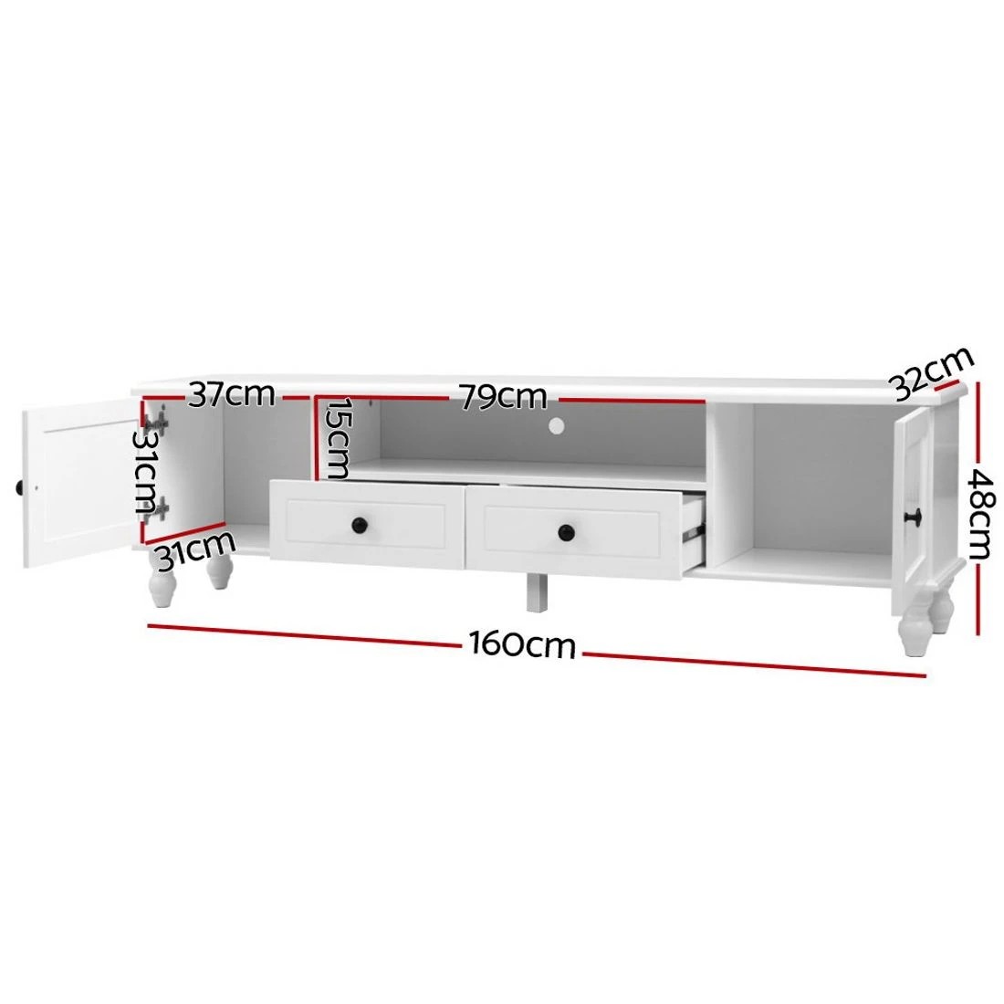 4 Artiss TV Cabinet Entertainment Unit 160cm Kubi - White, 4 of 8