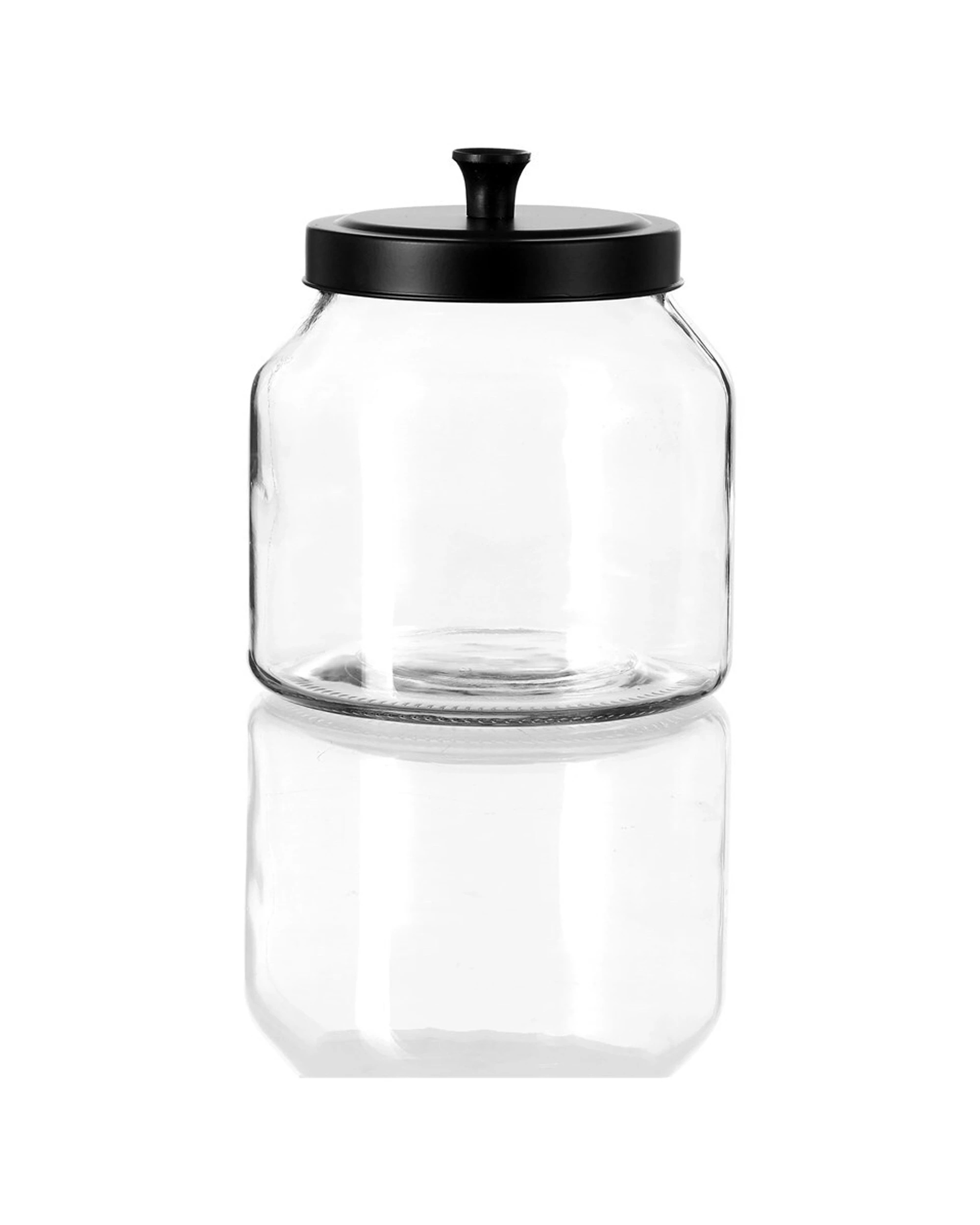 2 Lemon & Lime 2l 18cm Cosmo Glass Jar W/ Black Lid Food/kitchen Storage/display
 - Black, 2 of 4