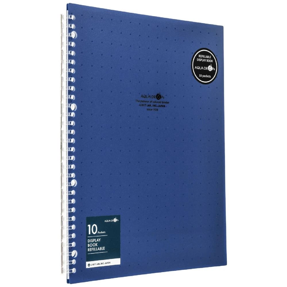 1 Aqua Drops Refillable Display Book A4 10 Pockets Vivid Navy, 1 of 4